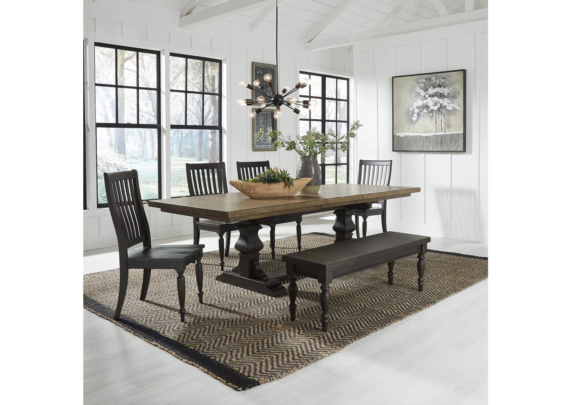 Harvest Home 6 Piece Trestle Table Set,Liberty