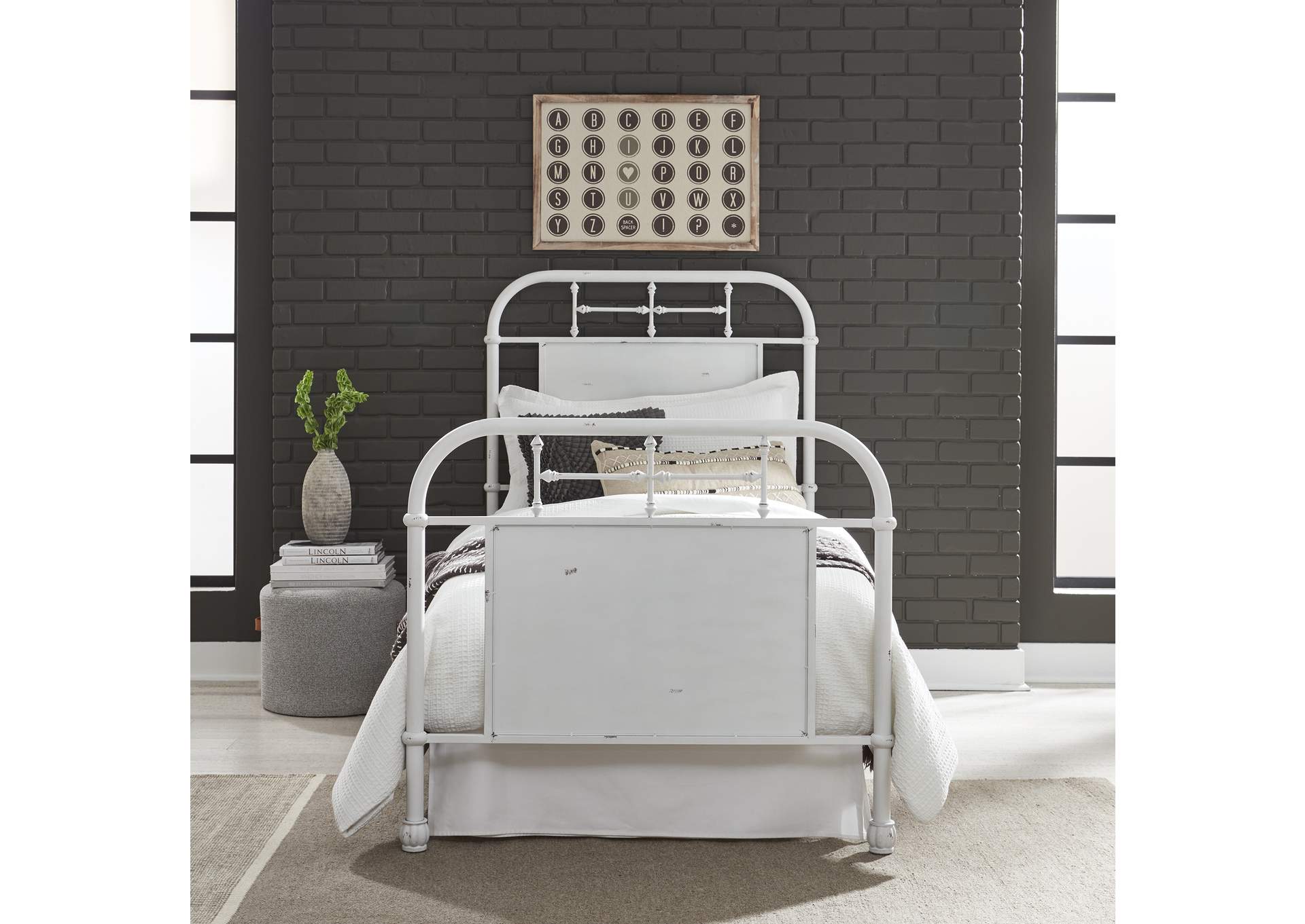 Vintage Series Twin Metal Bed - Antique White,Liberty