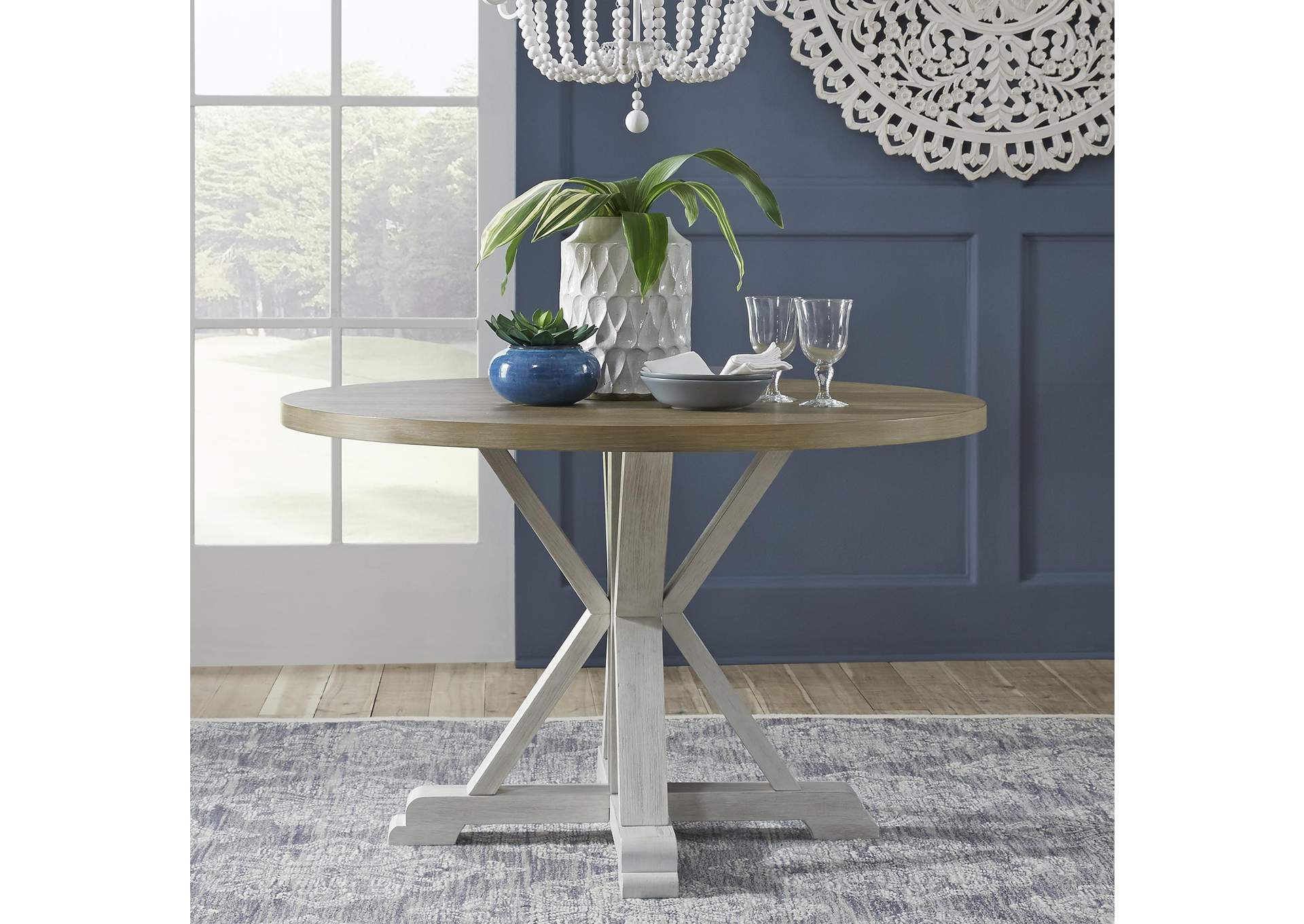 Lakeshore Single Pedestal Table - White,Liberty