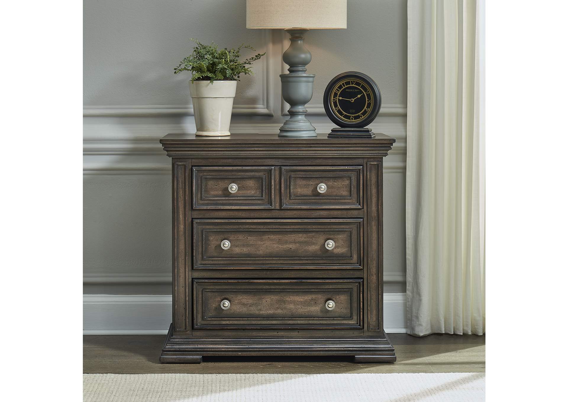 Big Valley Bedside Chest with Charging Station,Liberty