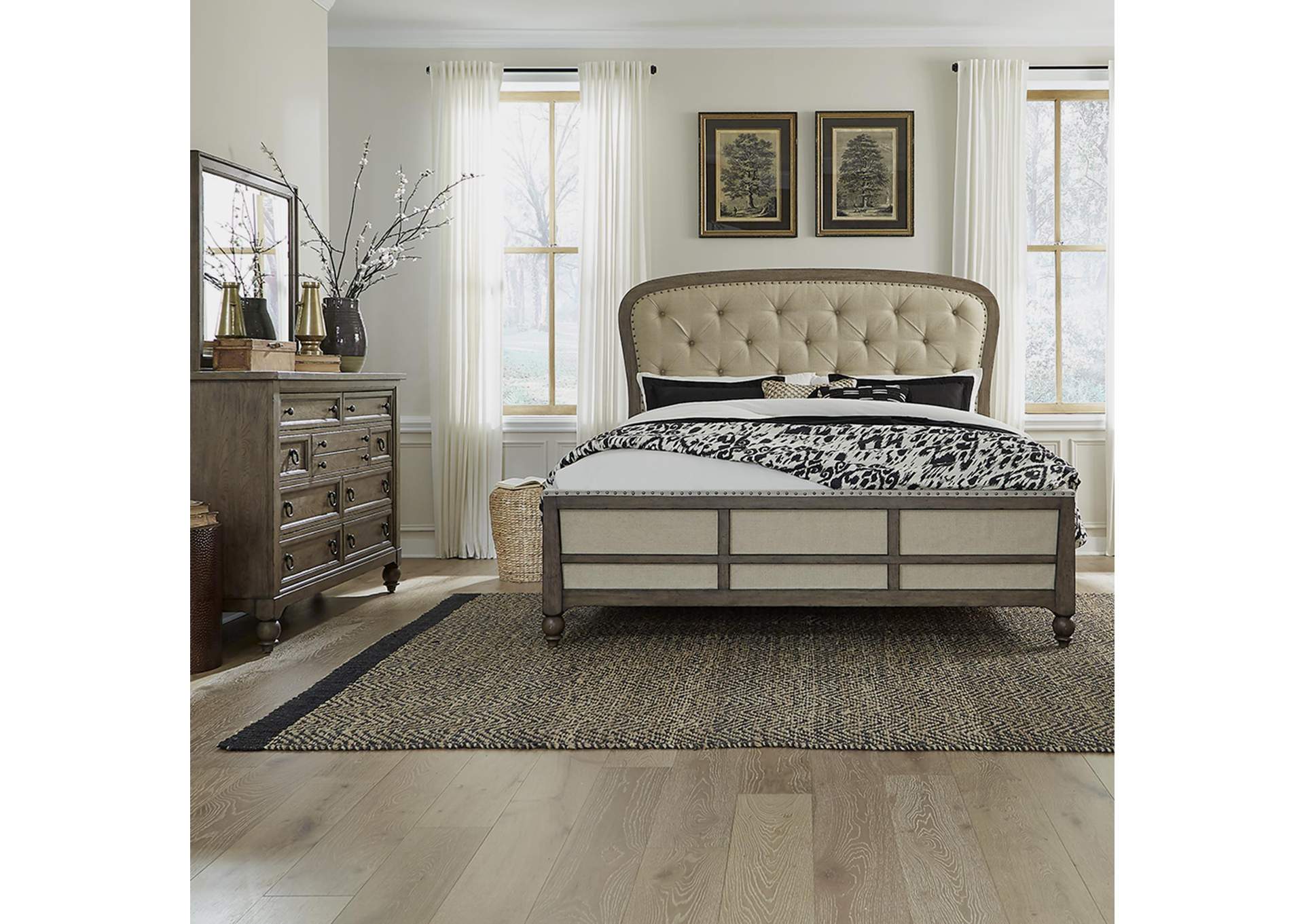 Americana Farmhouse King Shelter Bed, Dresser & Mirror,Liberty