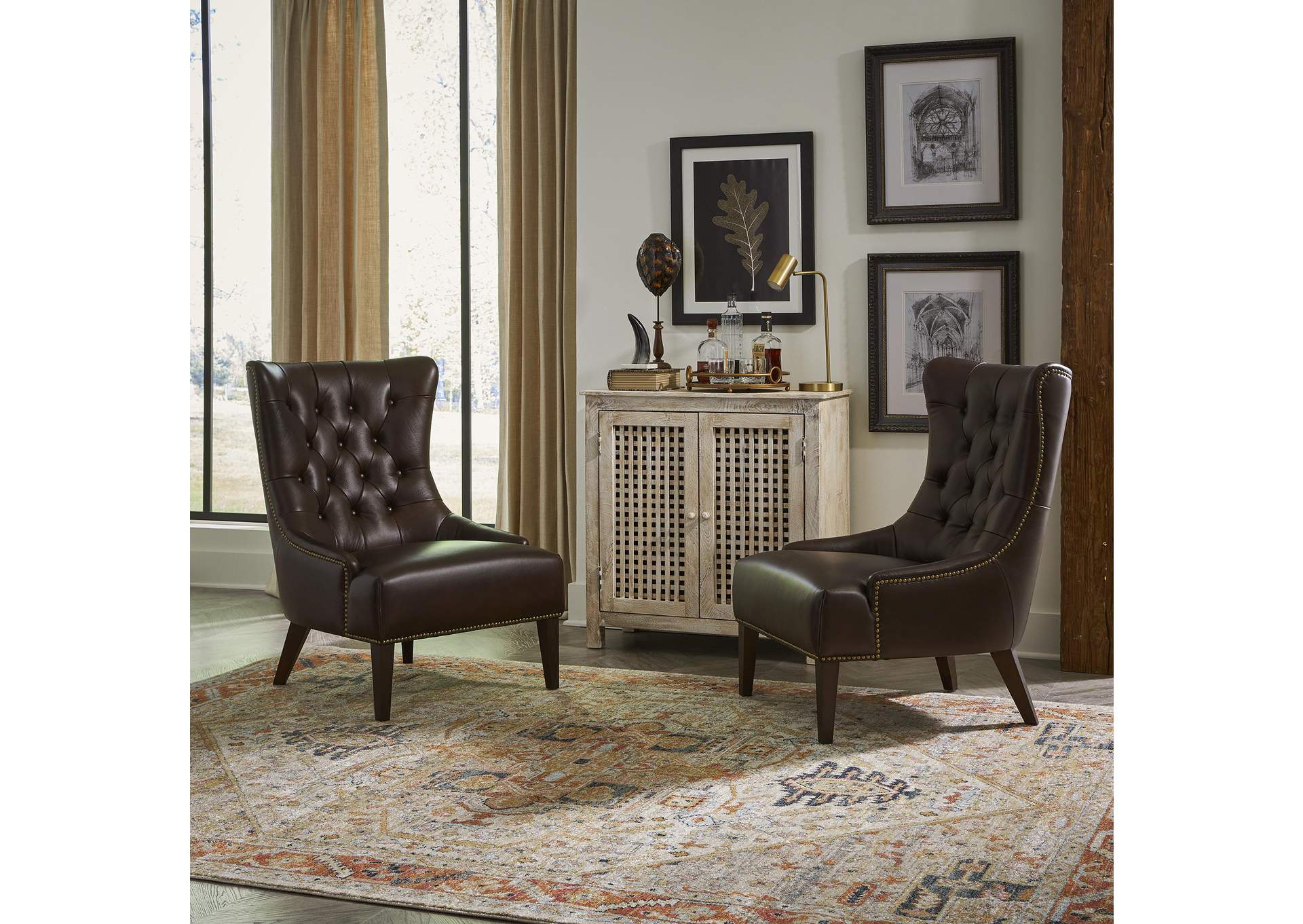 Garrison Leather Accent Chair - Brown,Liberty