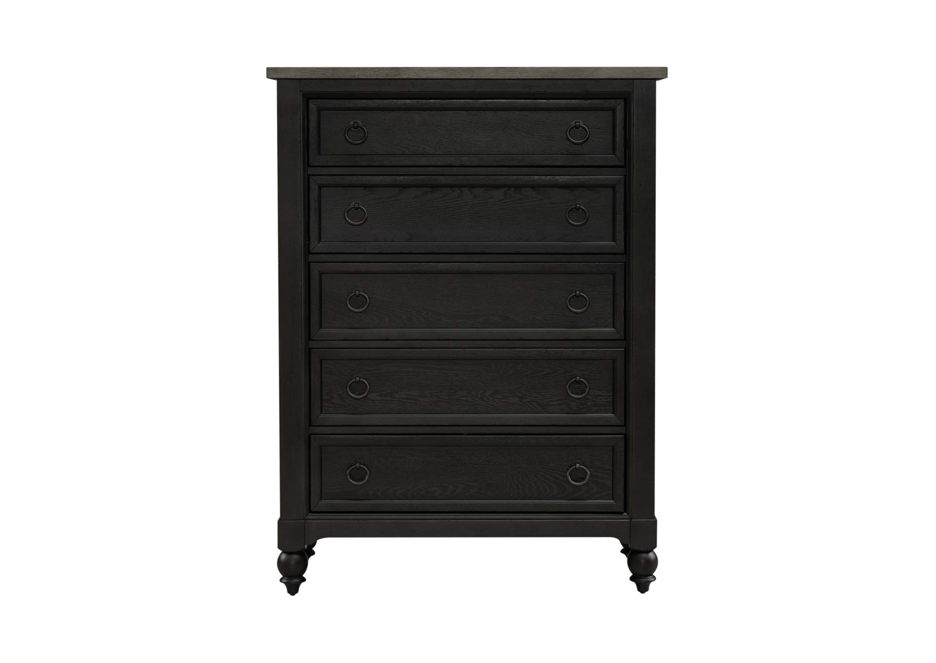 Americana Farmhouse 5 Drawer Chest - Black,Liberty