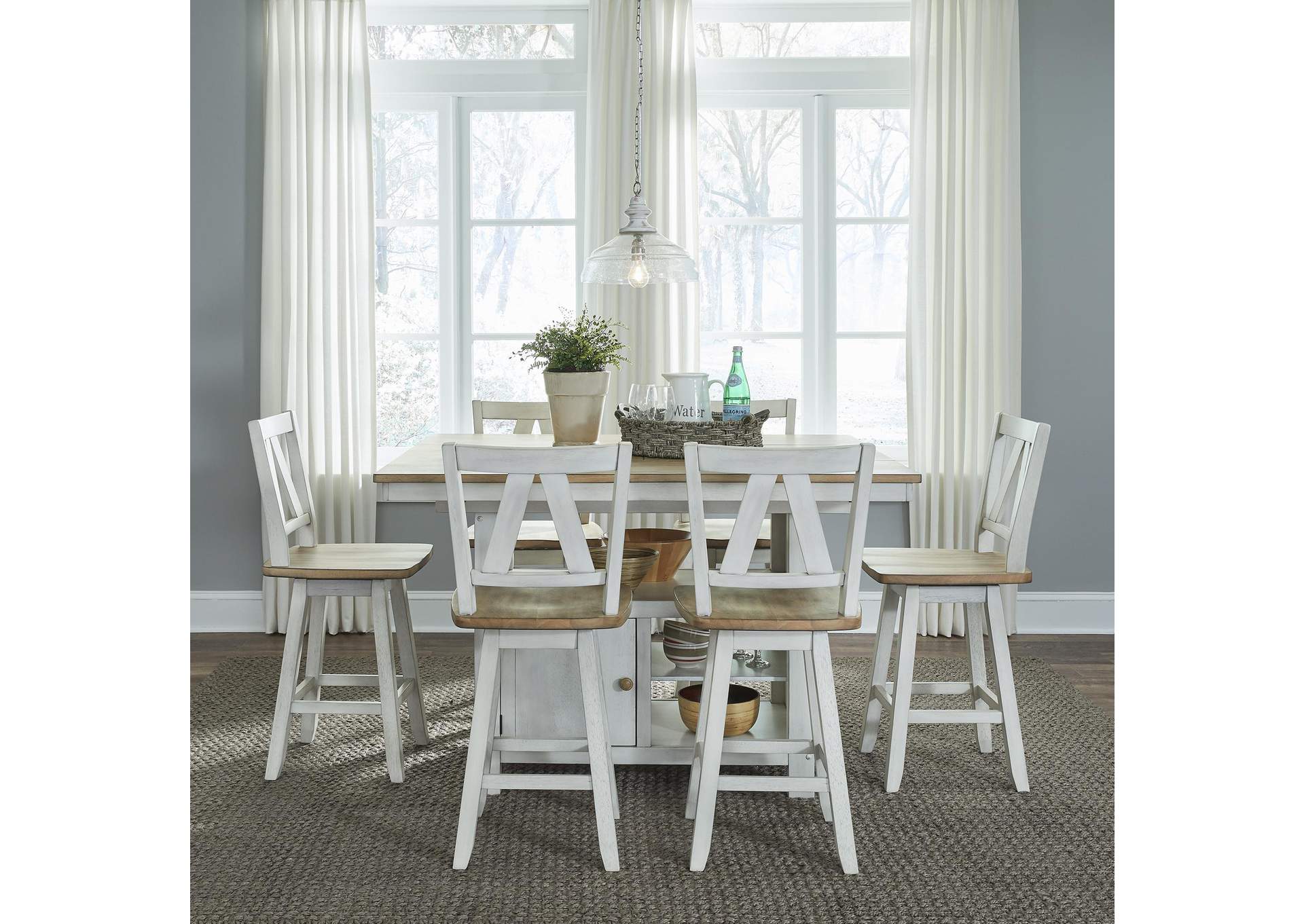 Lindsey Farm 7 Piece Gathering Table Set,Liberty