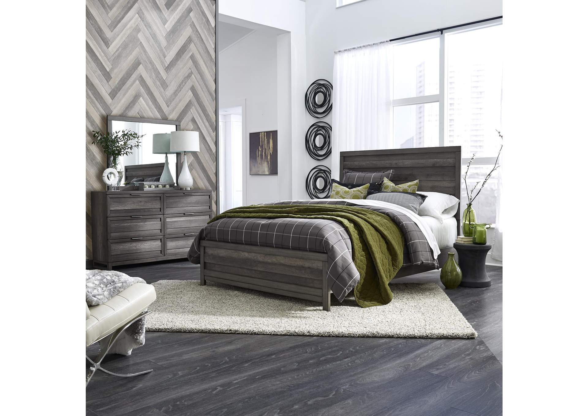 Tanners Creek California King Panel Bed, Dresser & Mirror,Liberty