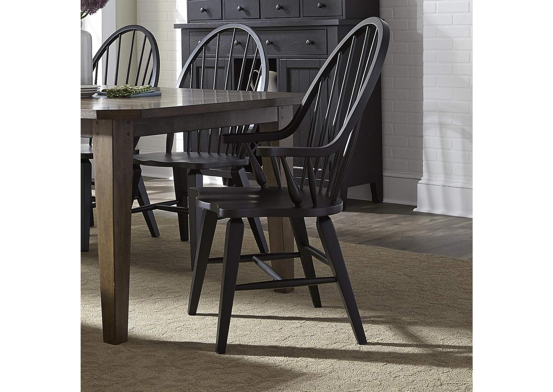 Hearthstone Ridge Windsor Back Arm Chair - Black,Liberty