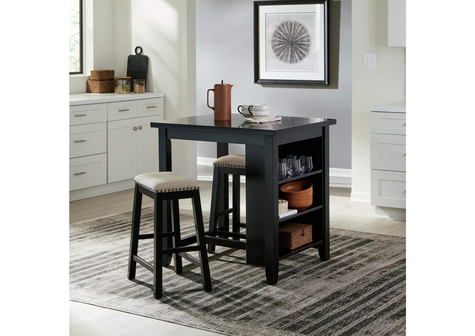 Brook Creek 3 Piece Counter Set - Black,Liberty