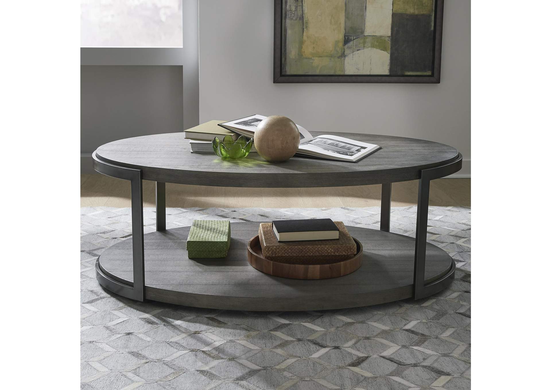 Modern View Oval Cocktail Table,Liberty