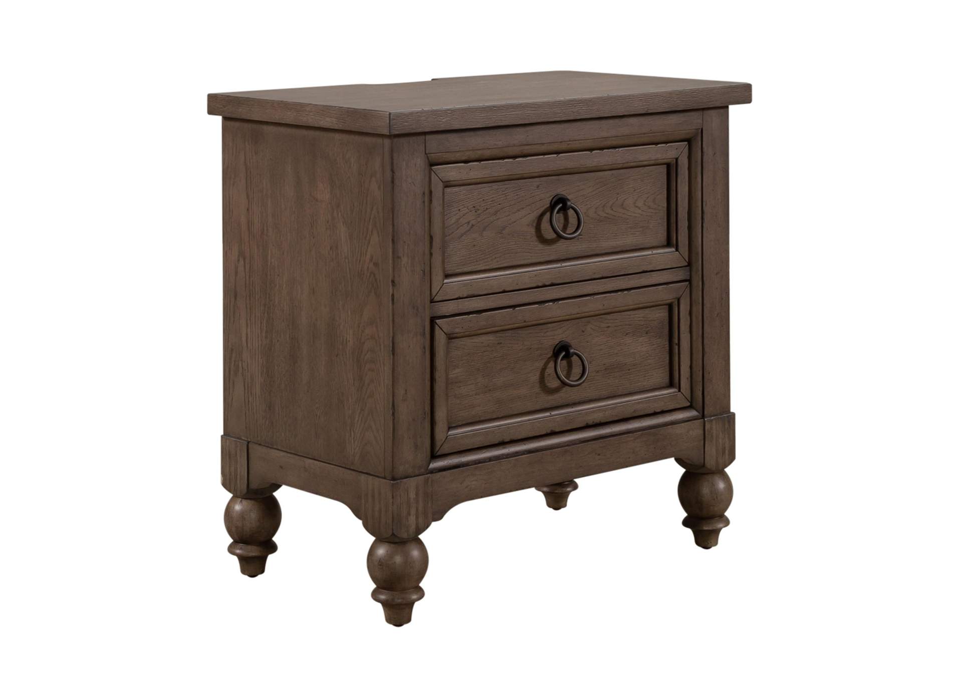 Americana Farmhouse 2 Drawer Nightstand with Charging Station,Liberty