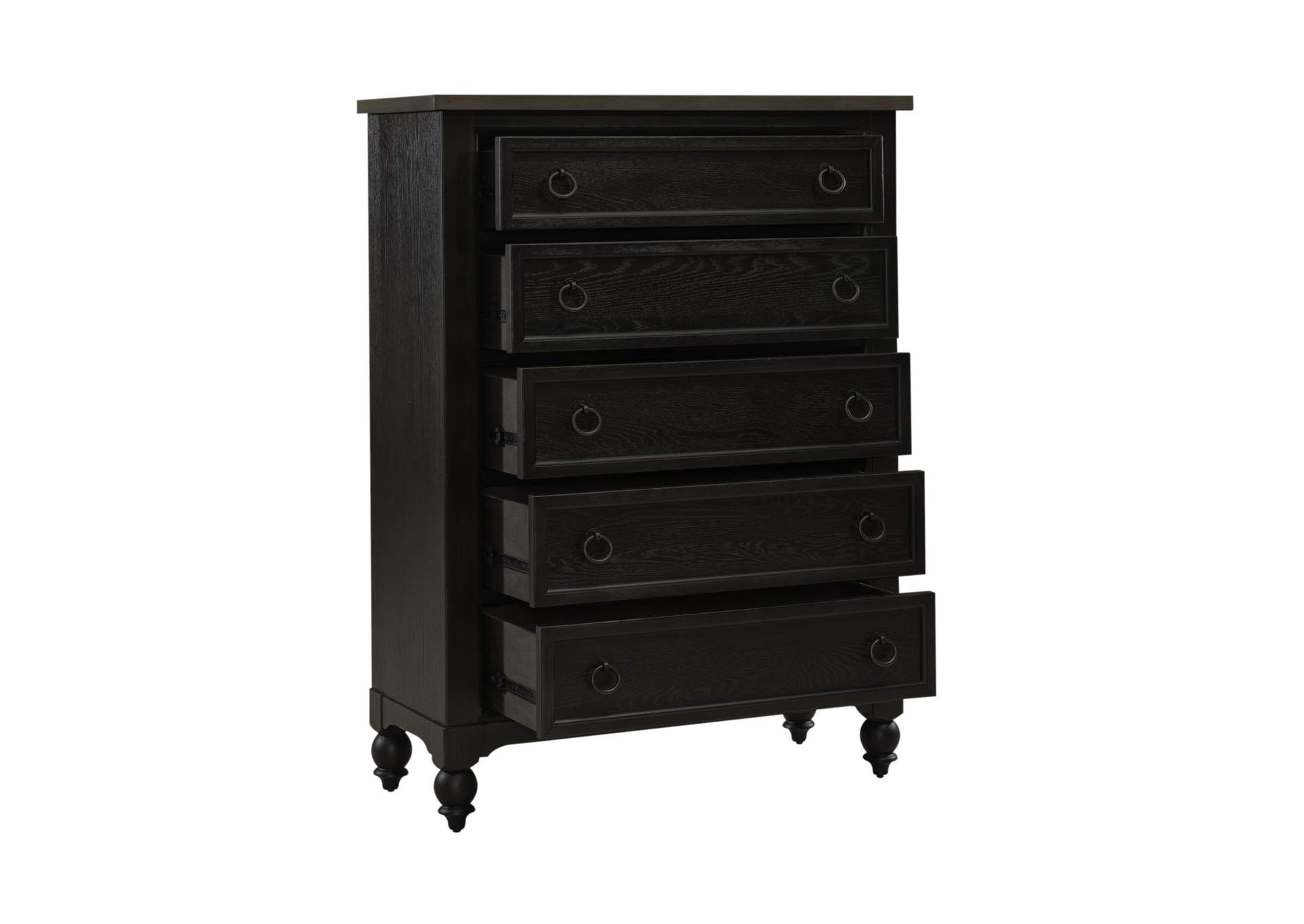 Americana Farmhouse 5 Drawer Chest - Black,Liberty