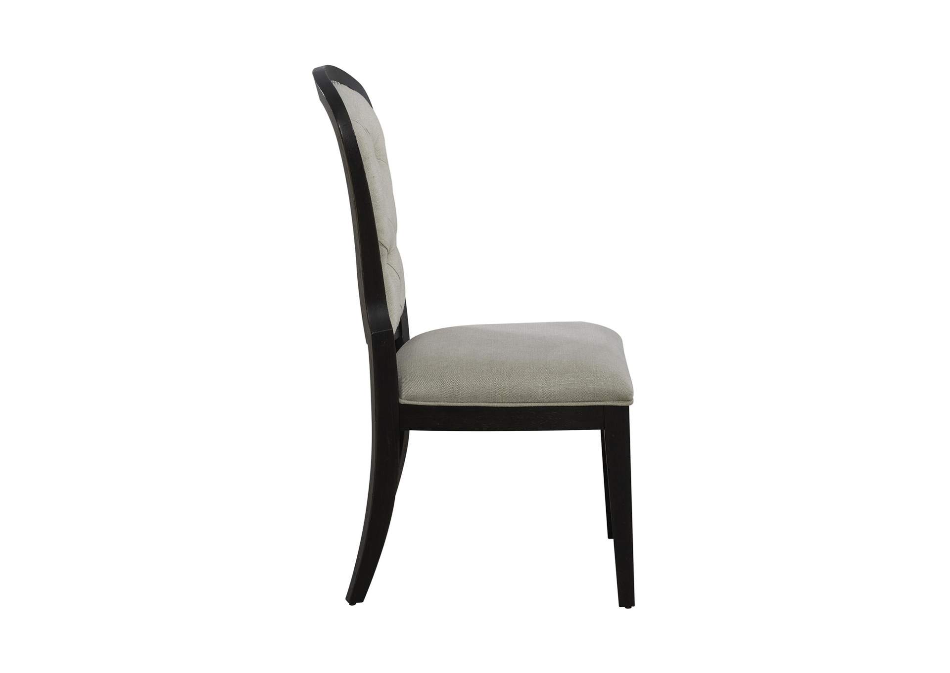 Americana Farmhouse Upholstered Tufted Back Side Chair - Black,Liberty