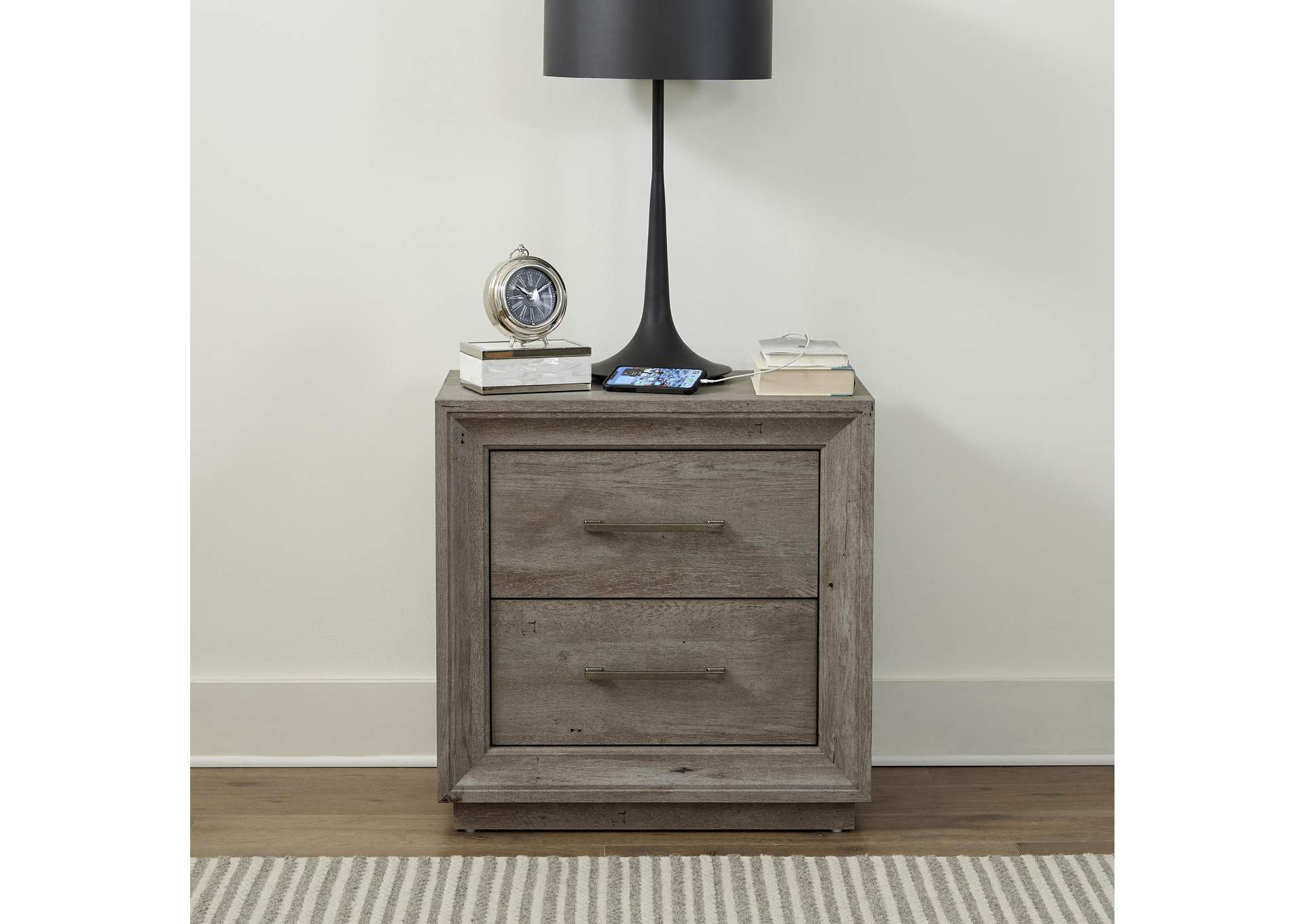 Horizons 2 Drawer Nightstand with Charging Station,Liberty