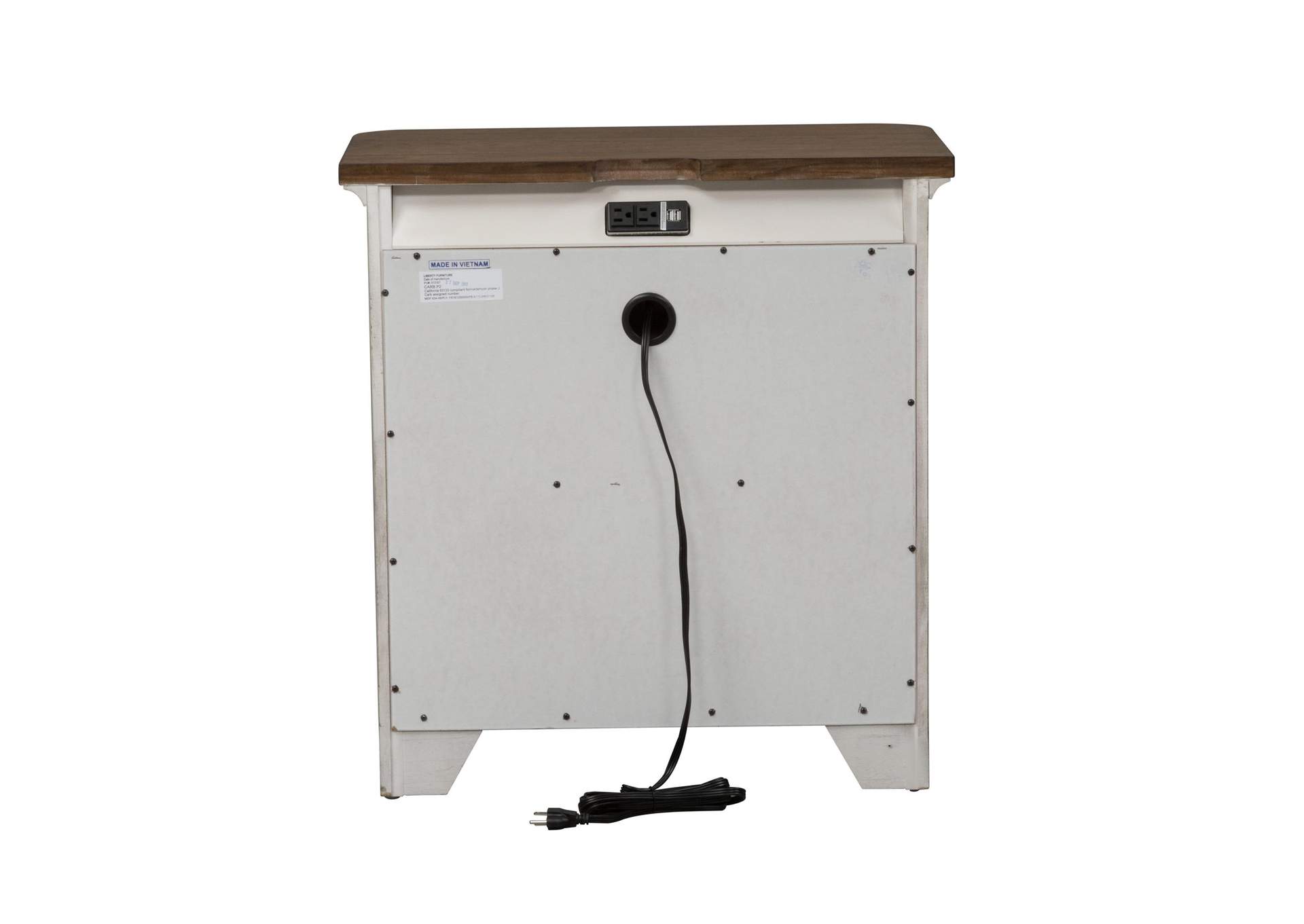 Farmhouse Reimagined 3 Drawer Nightstand with Charging Station,Liberty