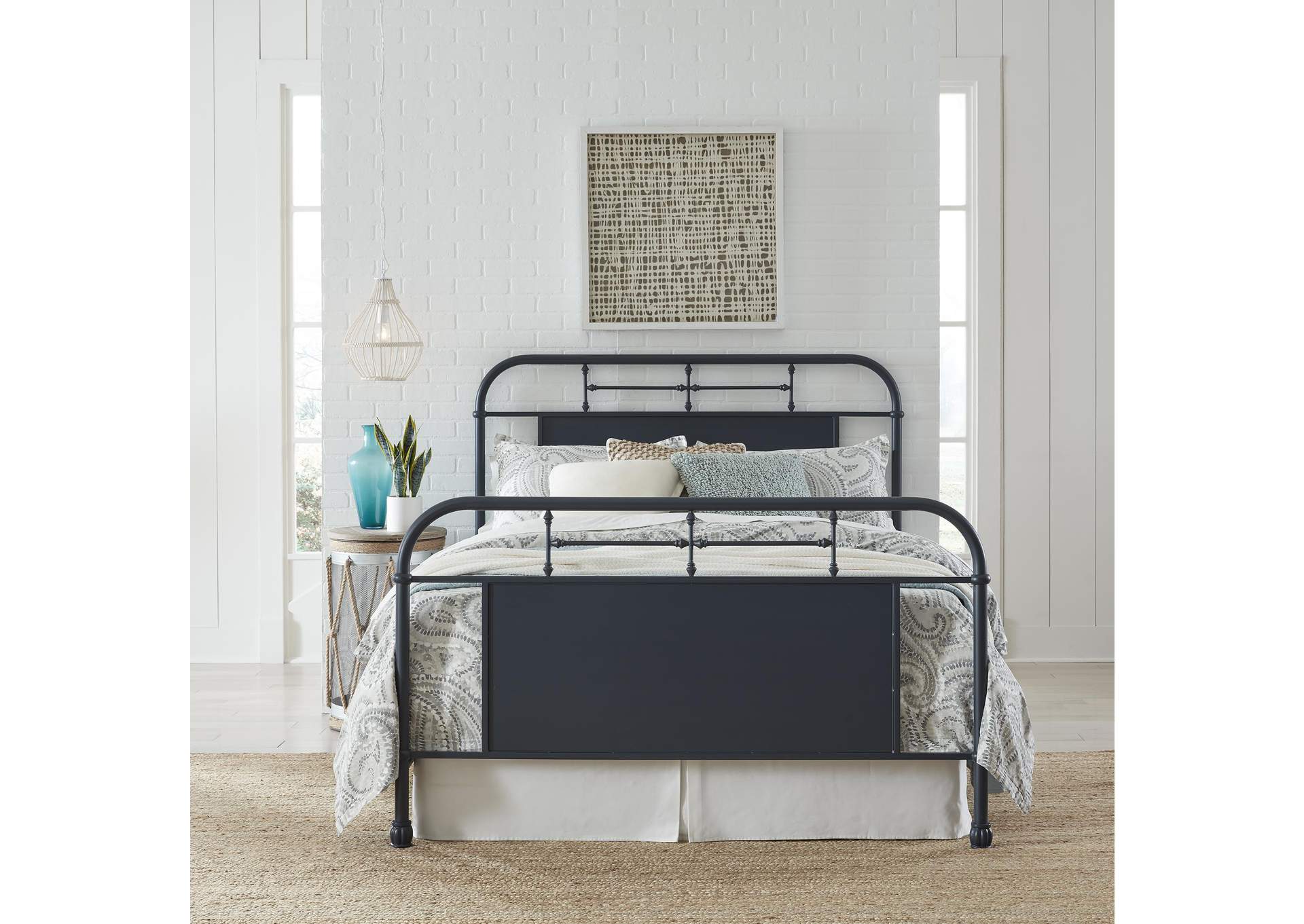 Vintage Series Queen Metal Bed - Navy,Liberty