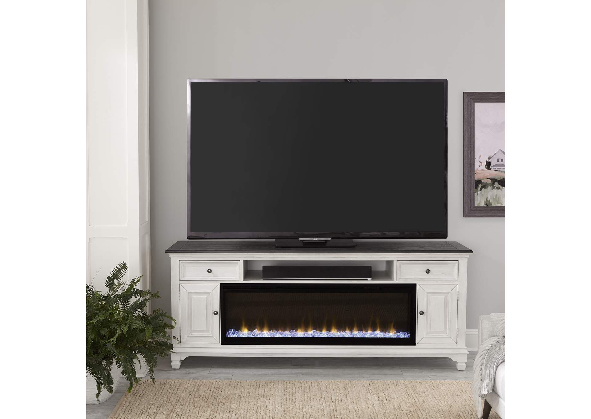 Fireplace TV Consoles 417 80 Inch Console with Fire,Liberty