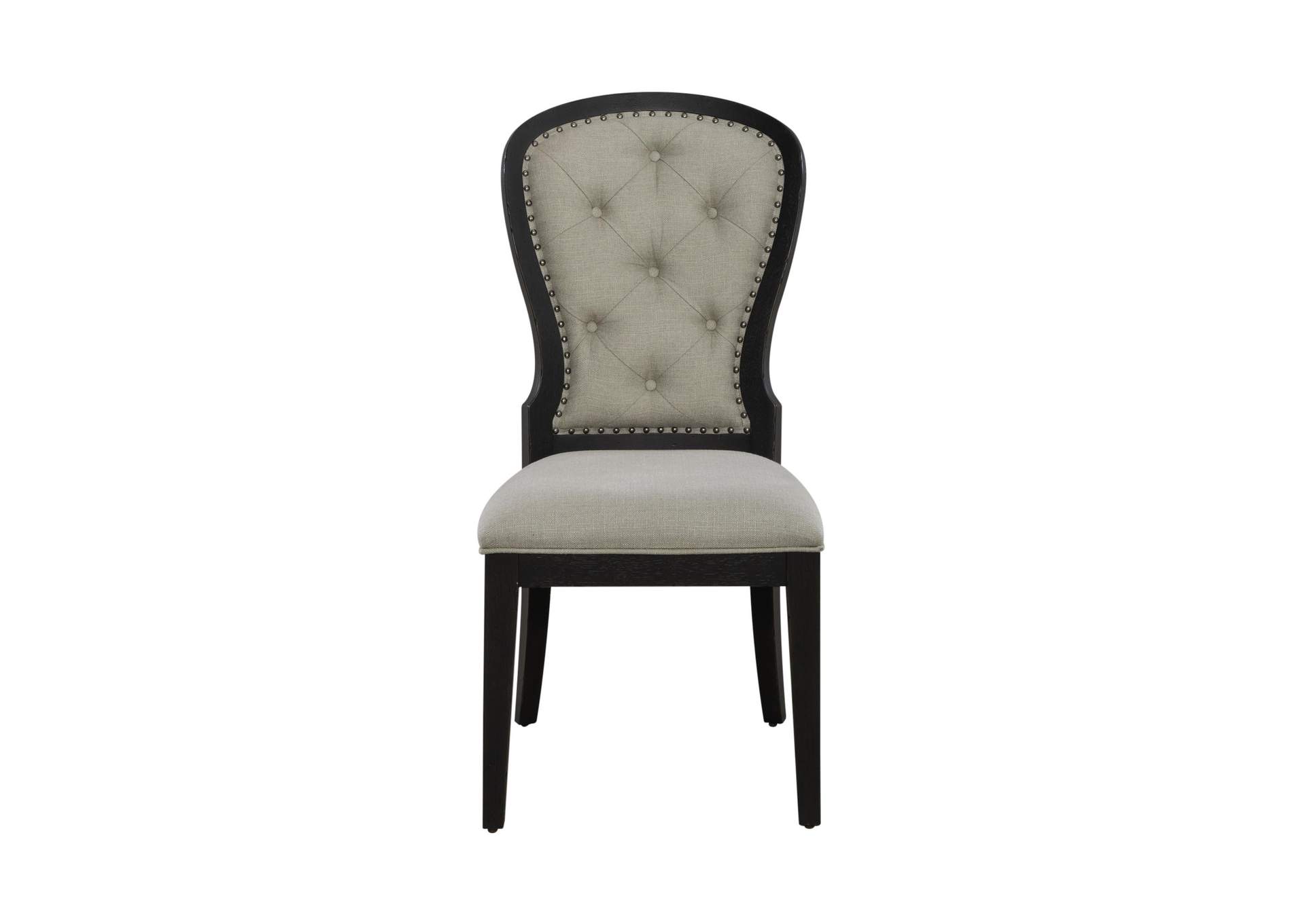 Americana Farmhouse Upholstered Tufted Back Side Chair - Black,Liberty