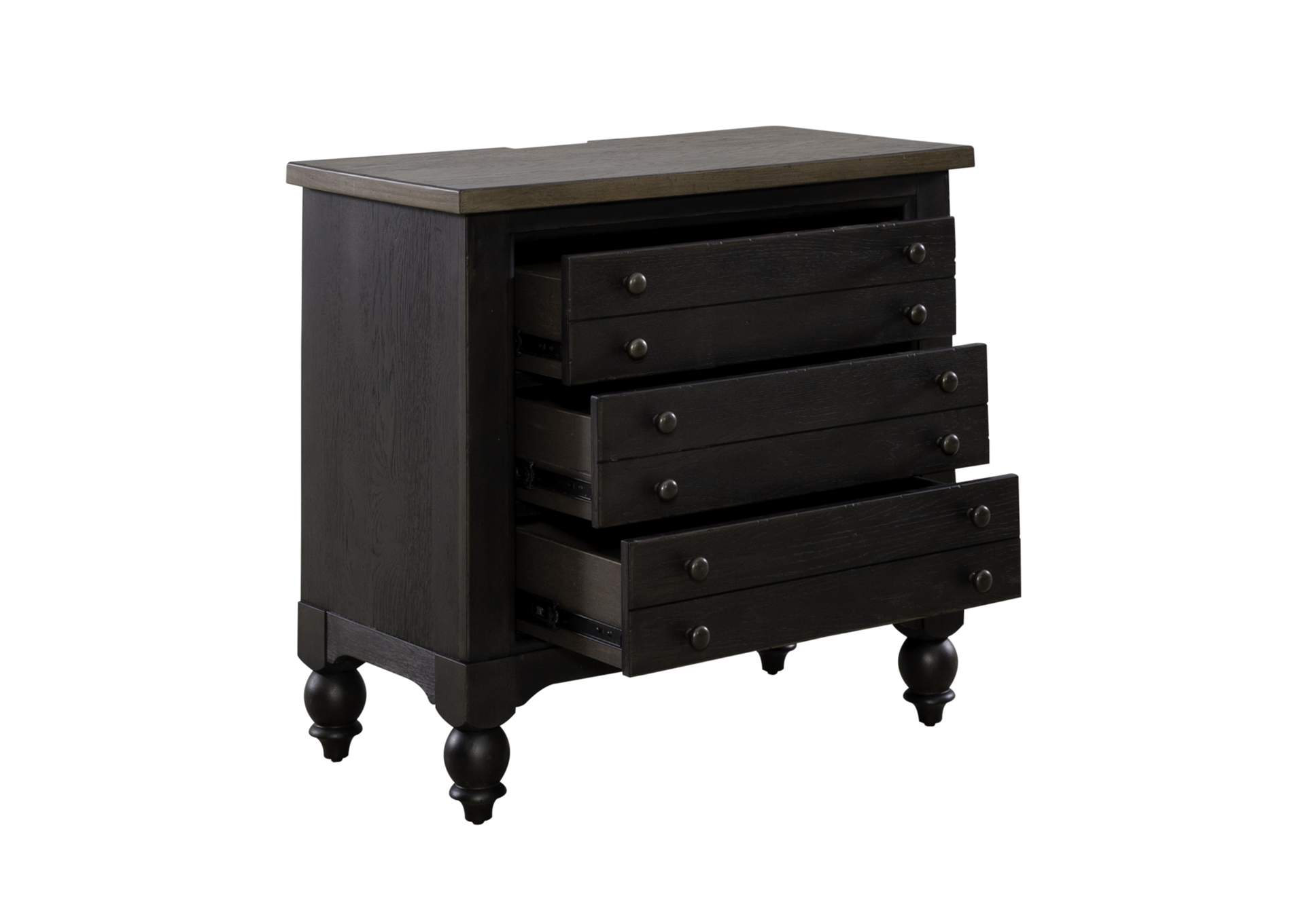 Americana Farmhouse Bedside Chest with Charging Station - Black,Liberty