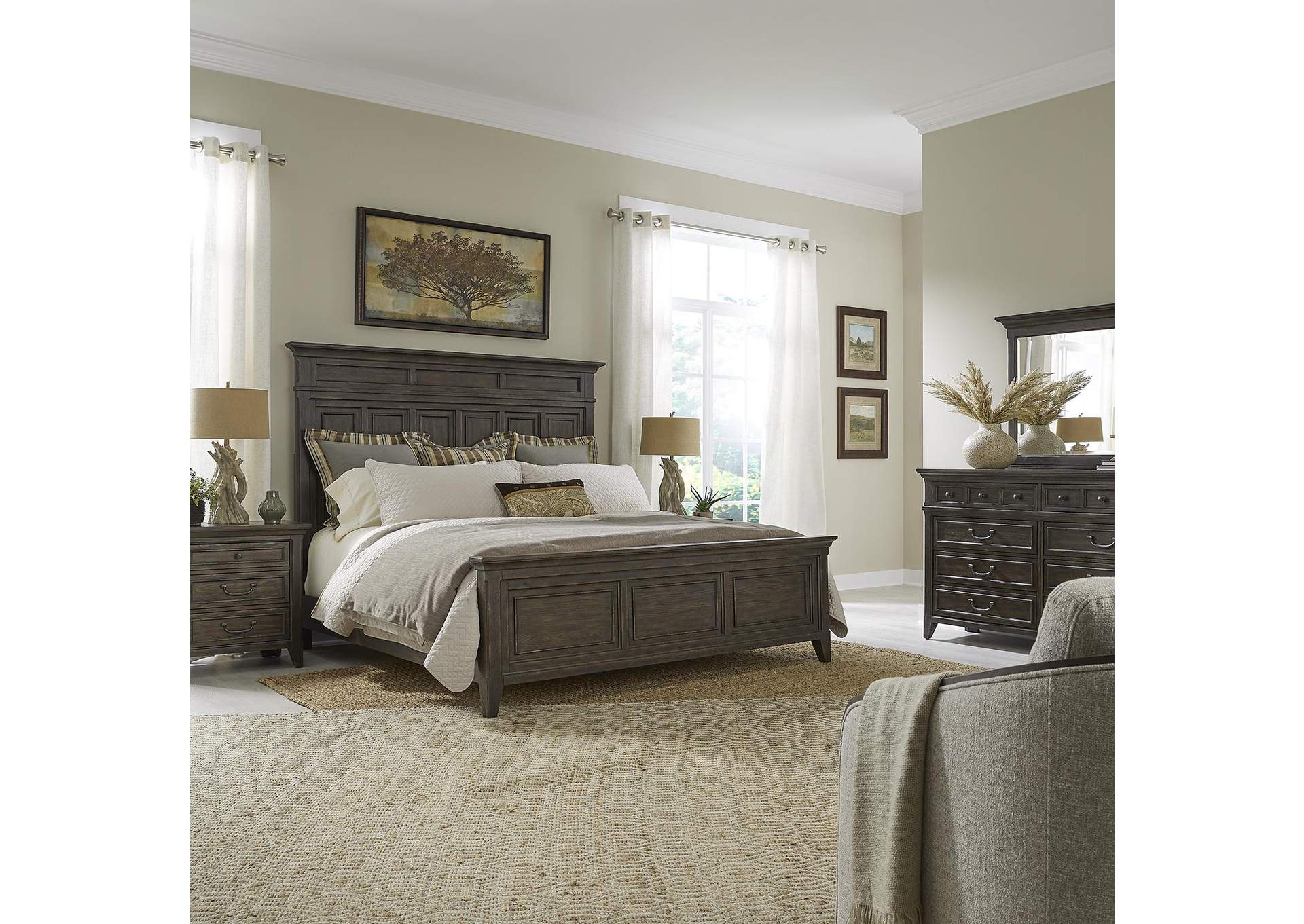 Paradise Valley Queen Panel Bed, Dresser & Mirror, Nightstand,Liberty