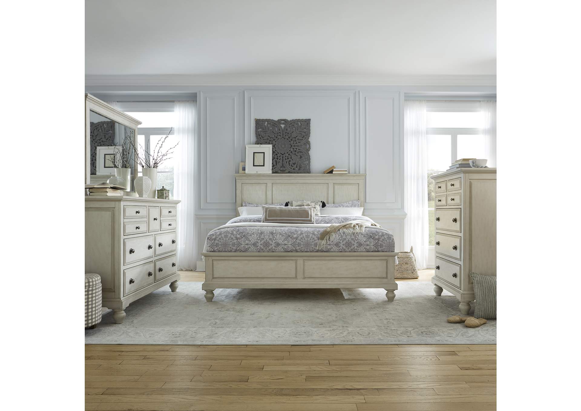 High Country California King Panel Bed, Dresser & Mirror, Chest,Liberty