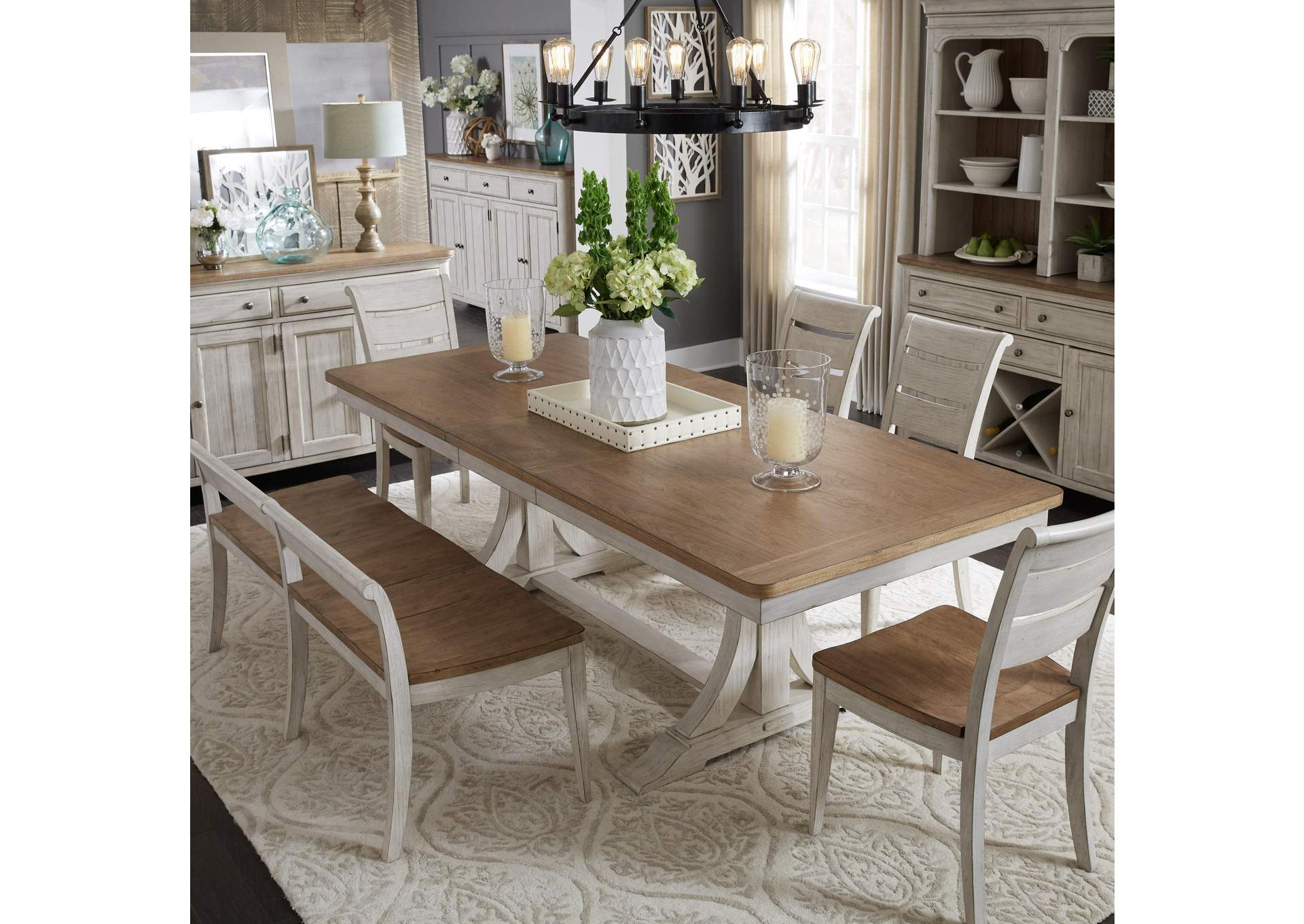 Farmhouse Reimagined 6 Piece Trestle Set,Liberty