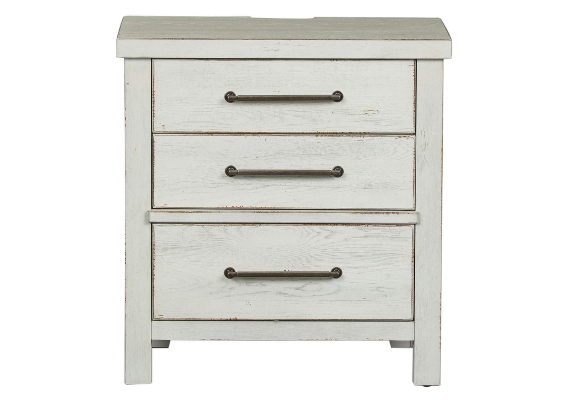 Modern Farmhouse 3 Drawer Nightstand,Liberty