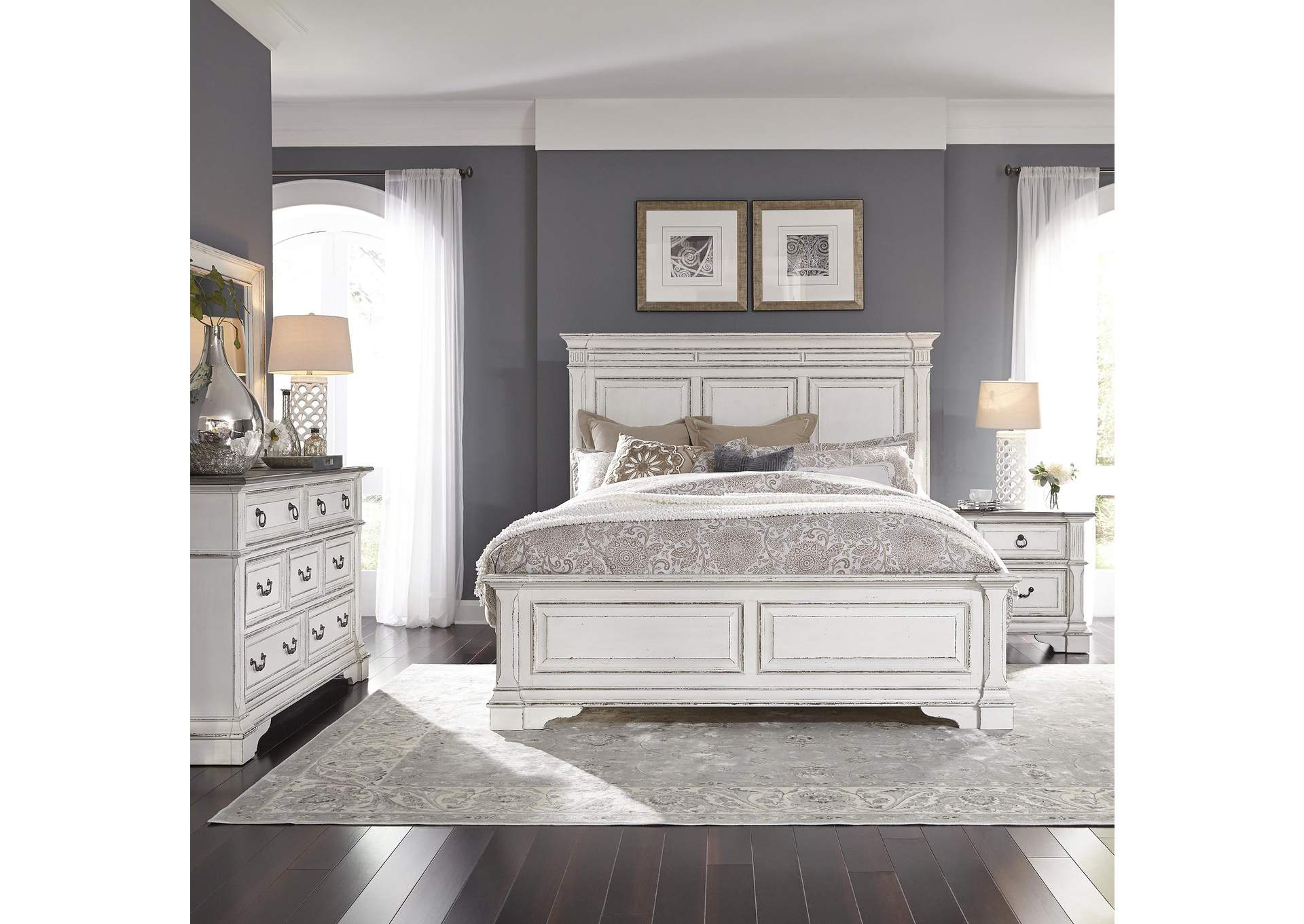 Abbey Park Queen Panel Bed, Dresser & Mirror, Nightstand,Liberty