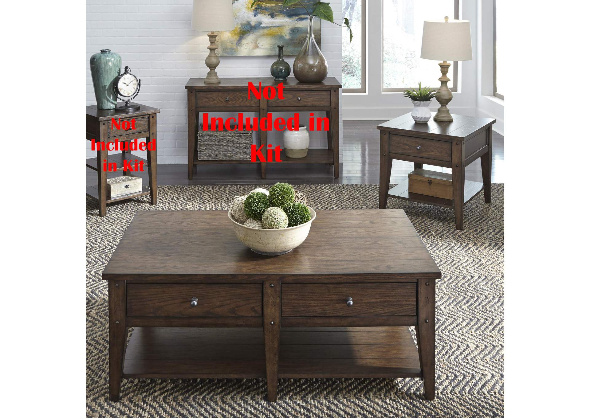 Lake House 3 Piece Set (1 - Cocktail 2 - End Tables),Liberty