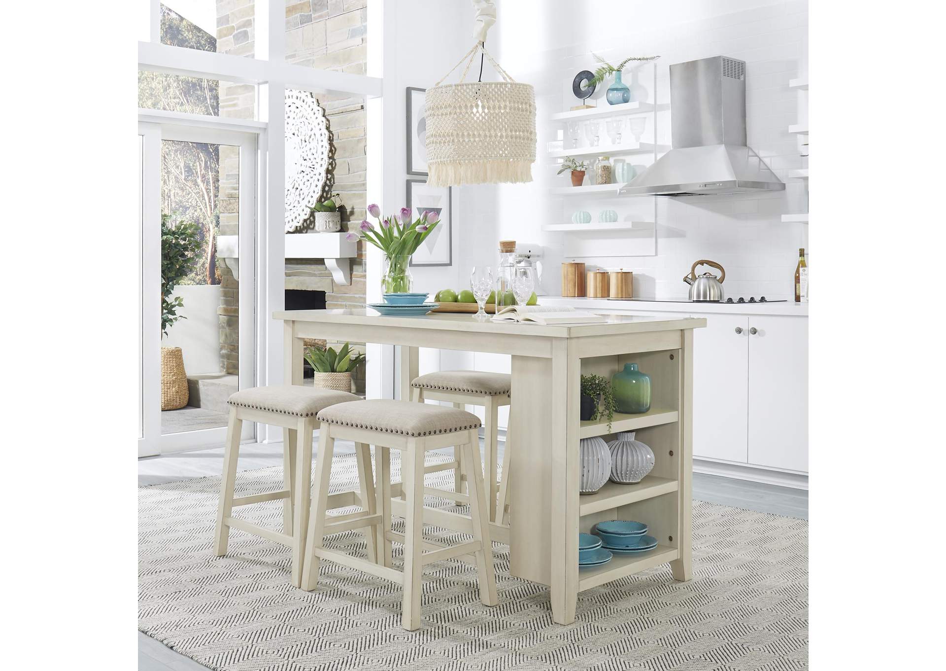 Brook Creek 5 Piece Counter Set - White,Liberty