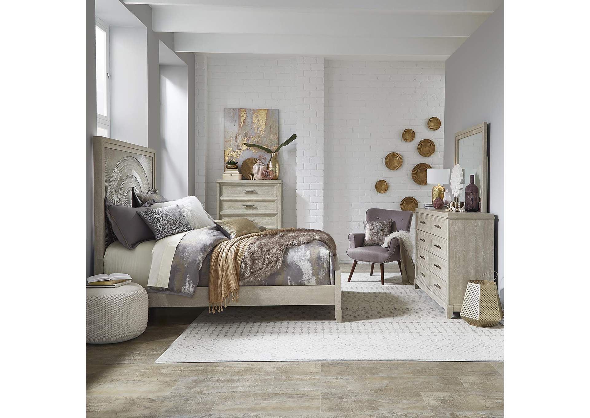 Belmar Queen Panel Bed, Dresser & Mirror, Chest,Liberty