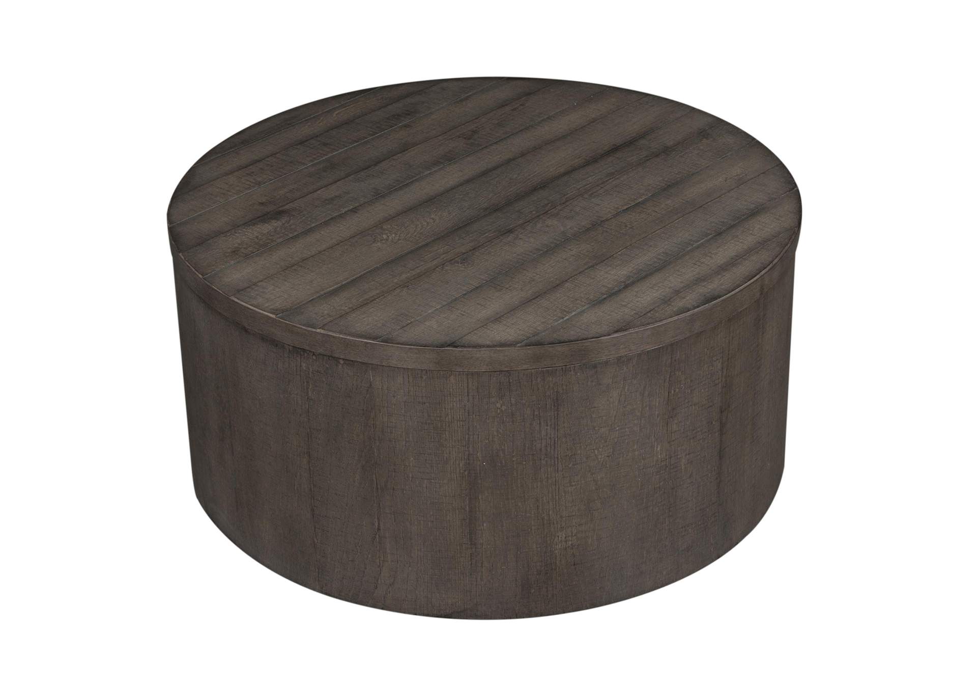 Modern Farmhouse Drum Cocktail Table,Liberty