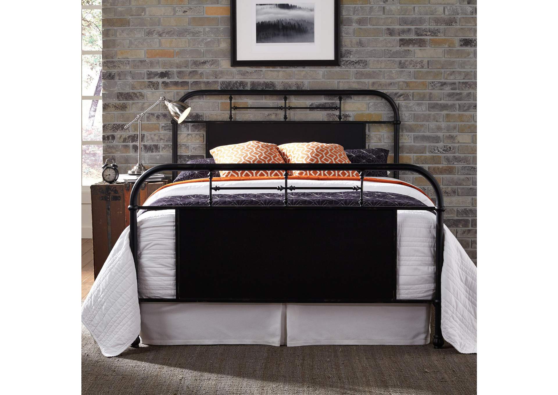 Vintage Series Queen Metal Bed - Black,Liberty