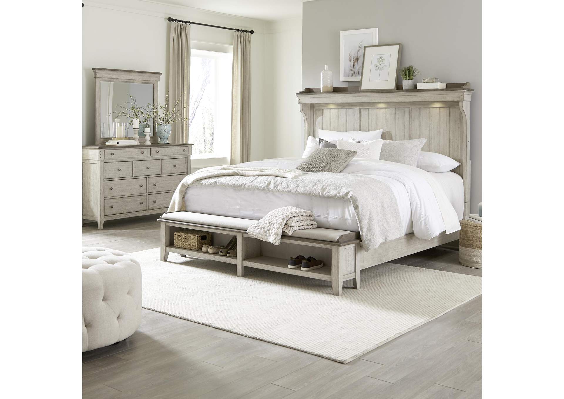 Ivy Hollow King Mantle Storage Bed, Dresser & Mirror,Liberty