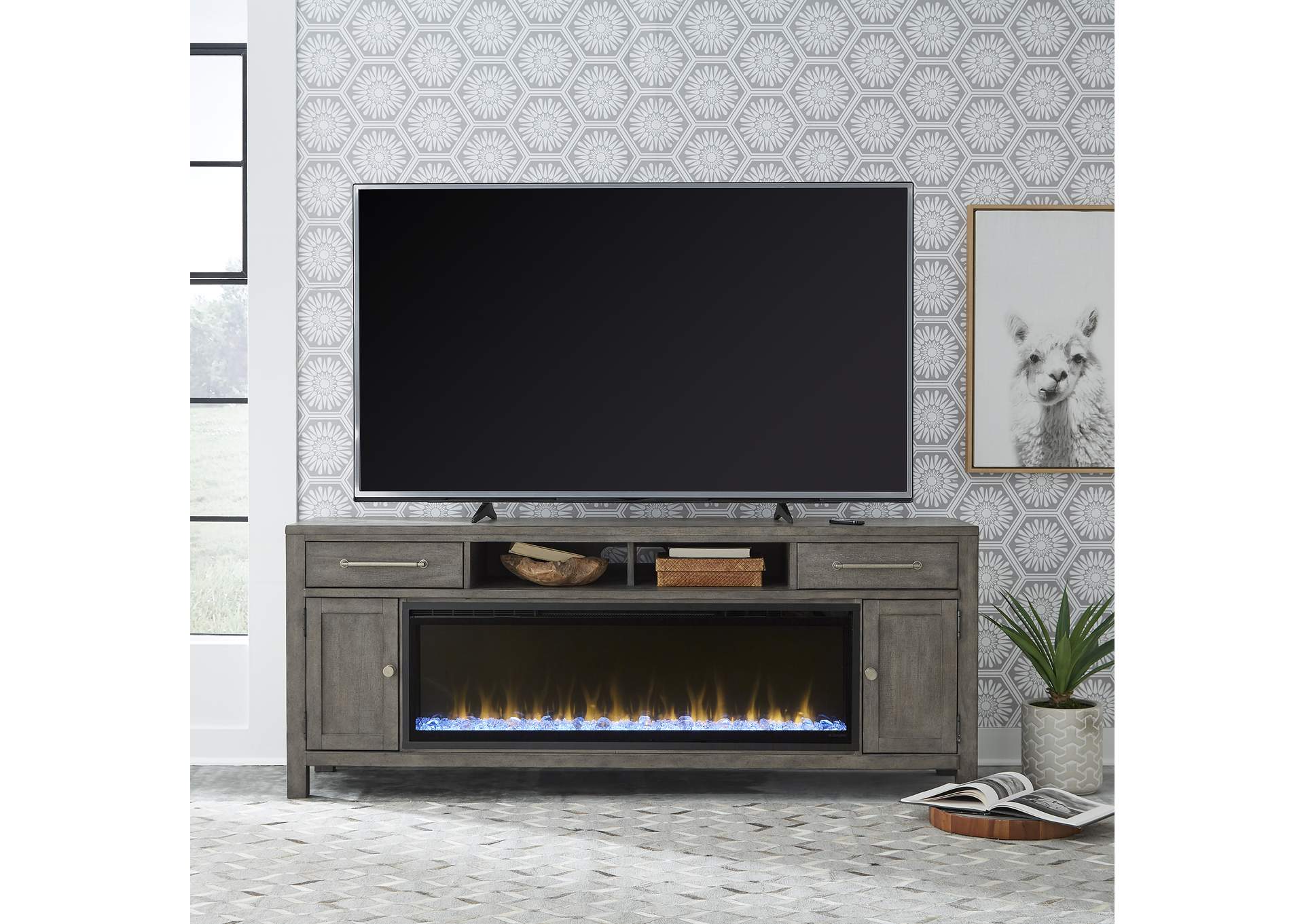 Fireplace TV Consoles 406 78 Inch Console with Fire,Liberty