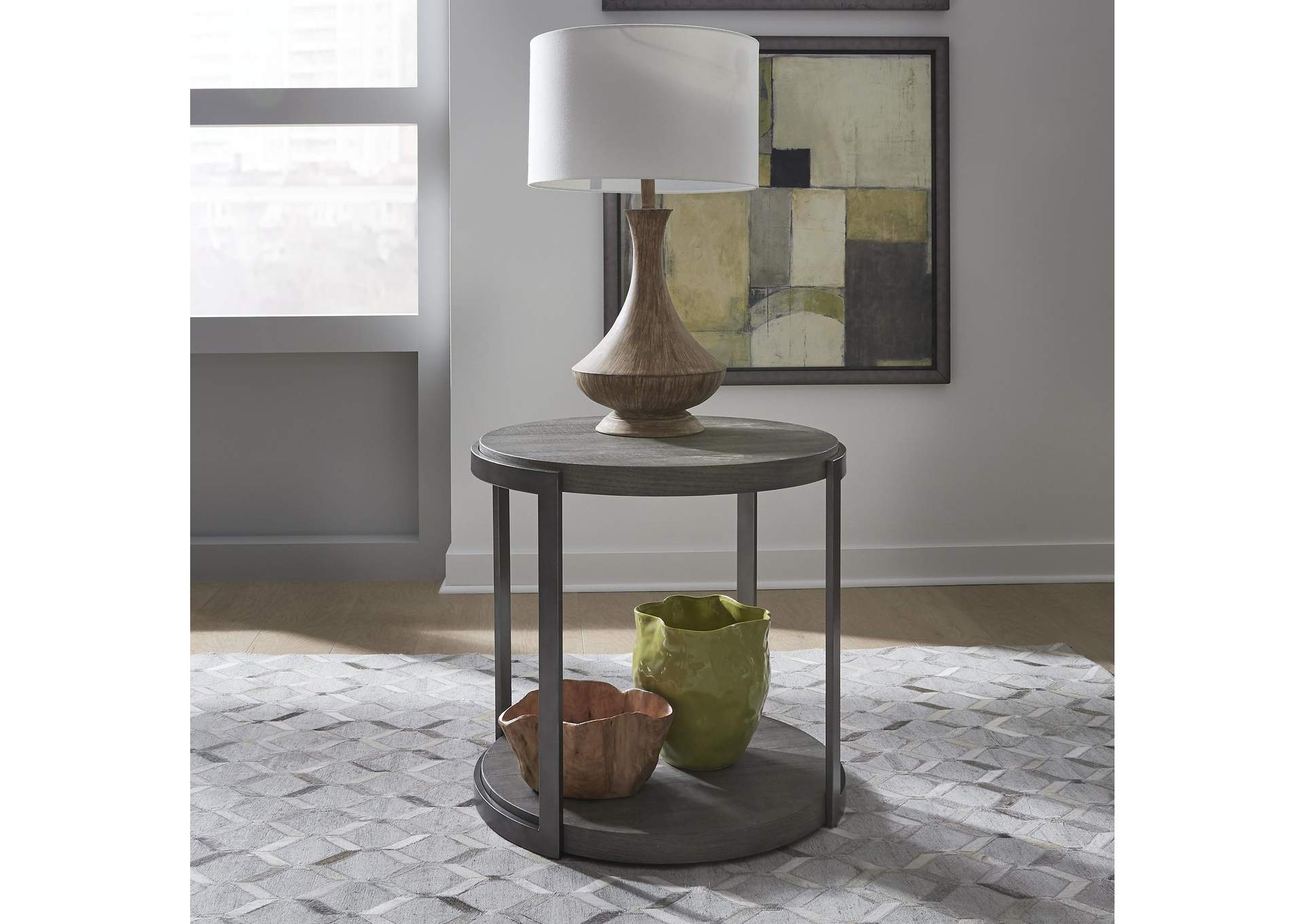 Modern View Round End Table,Liberty