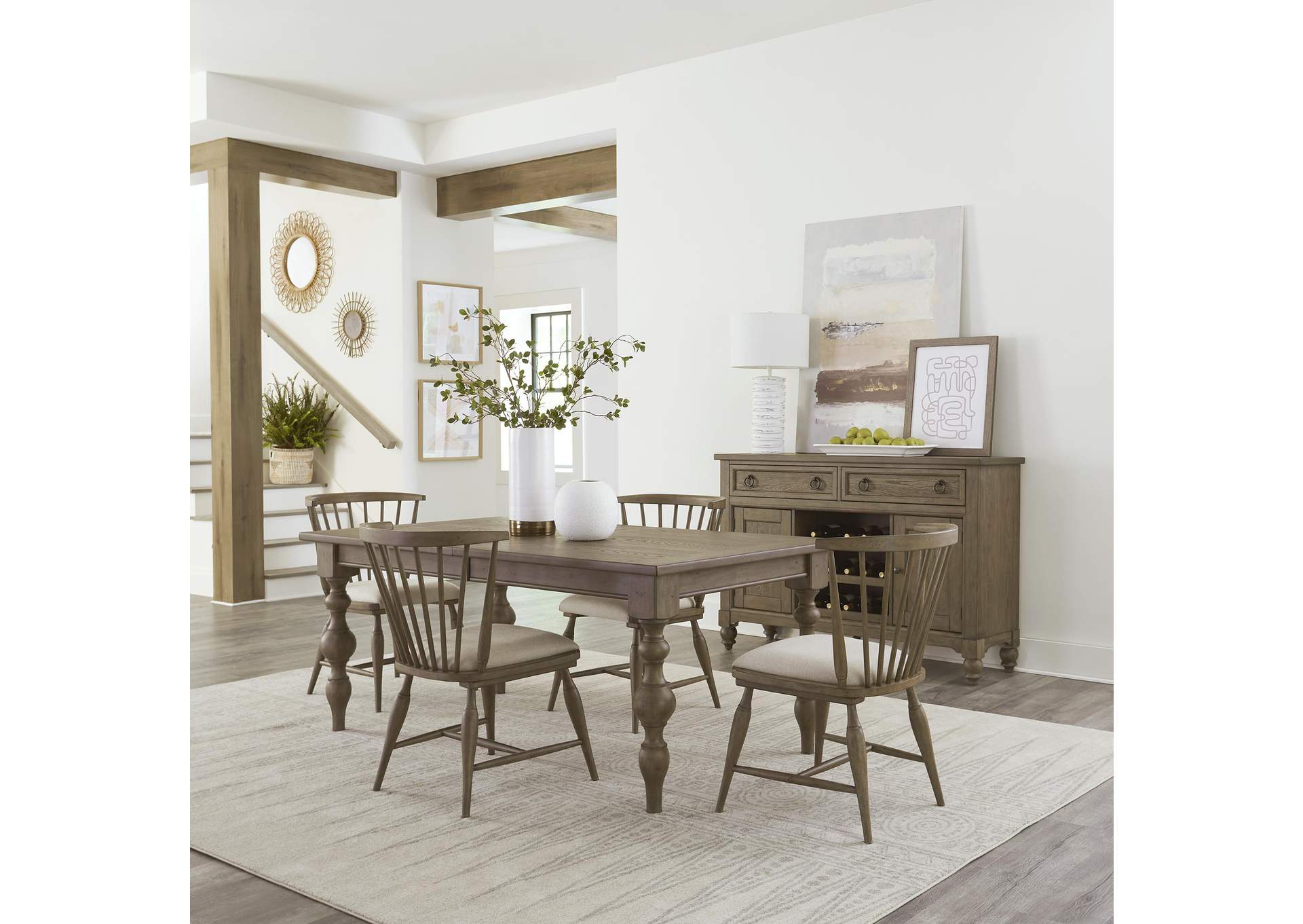 Americana Farmhouse 5 Piece Rectangular Table Set,Liberty