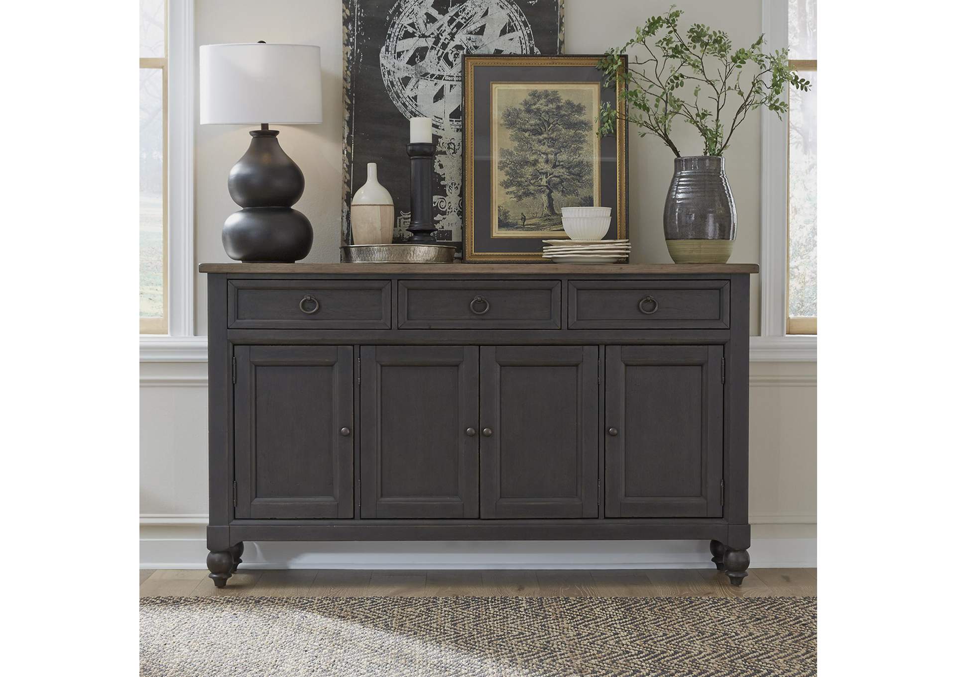 Americana Farmhouse Hall Buffet - Black,Liberty