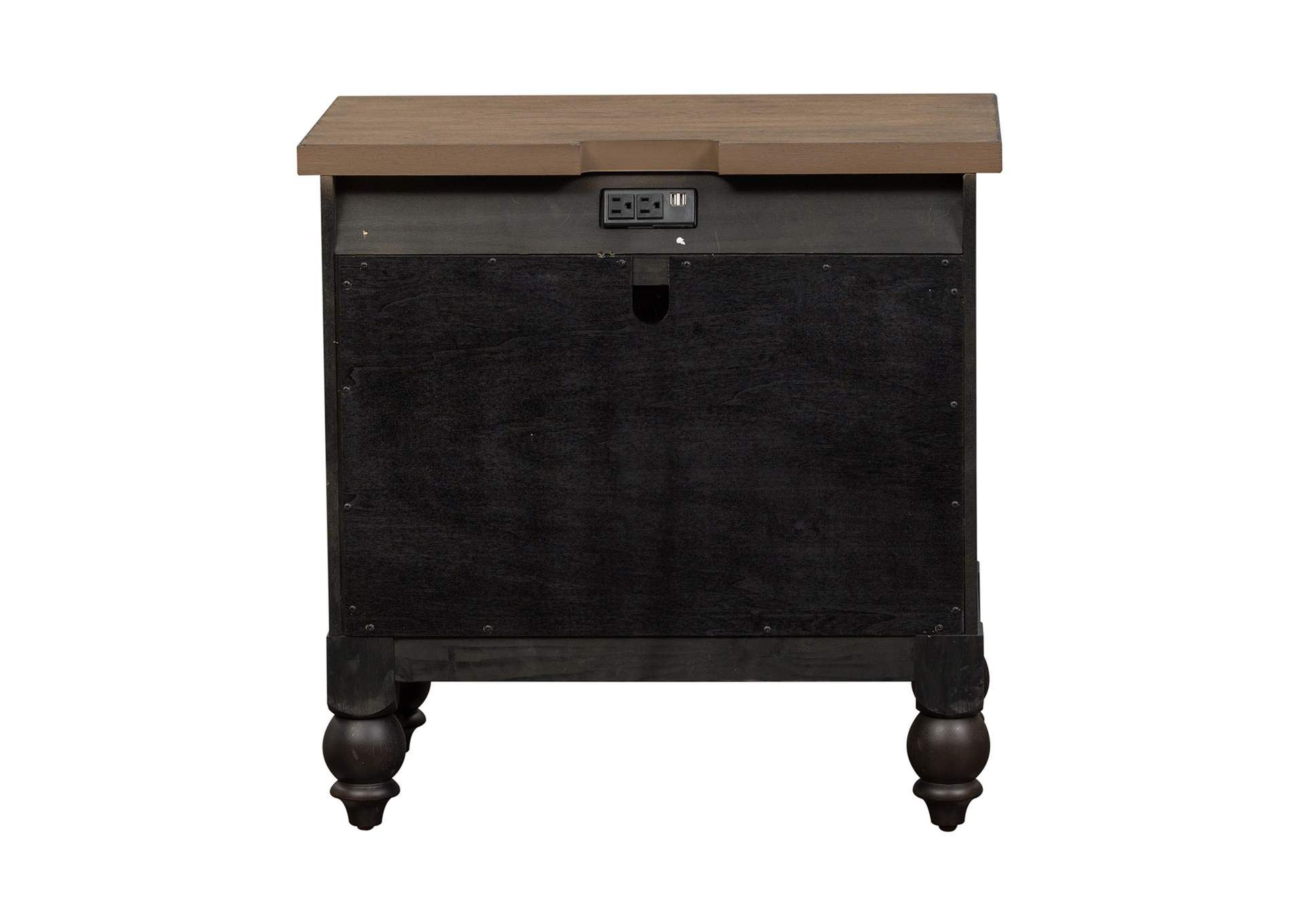 Americana Farmhouse 2 Drawer Nightstand with Charging Station - Black,Liberty