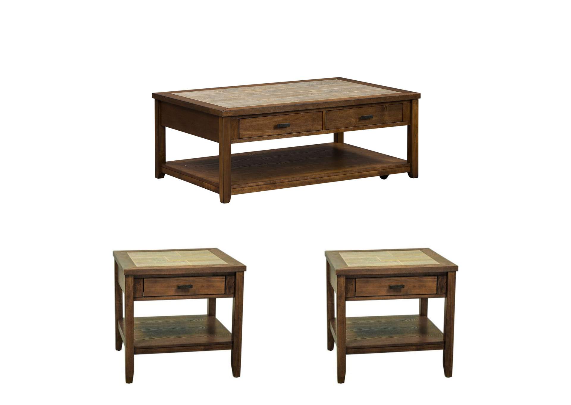 Mesa Valley 3 Piece Set (1 - Cocktail 2 - End Tables),Liberty