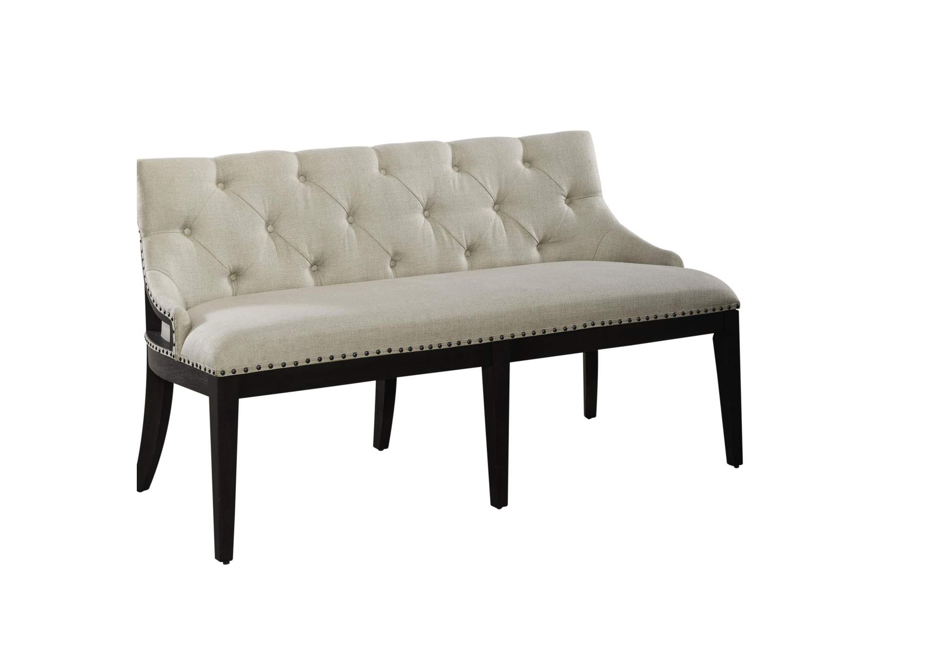 Americana Farmhouse Upholstered Shelter Dining Bench- Black,Liberty