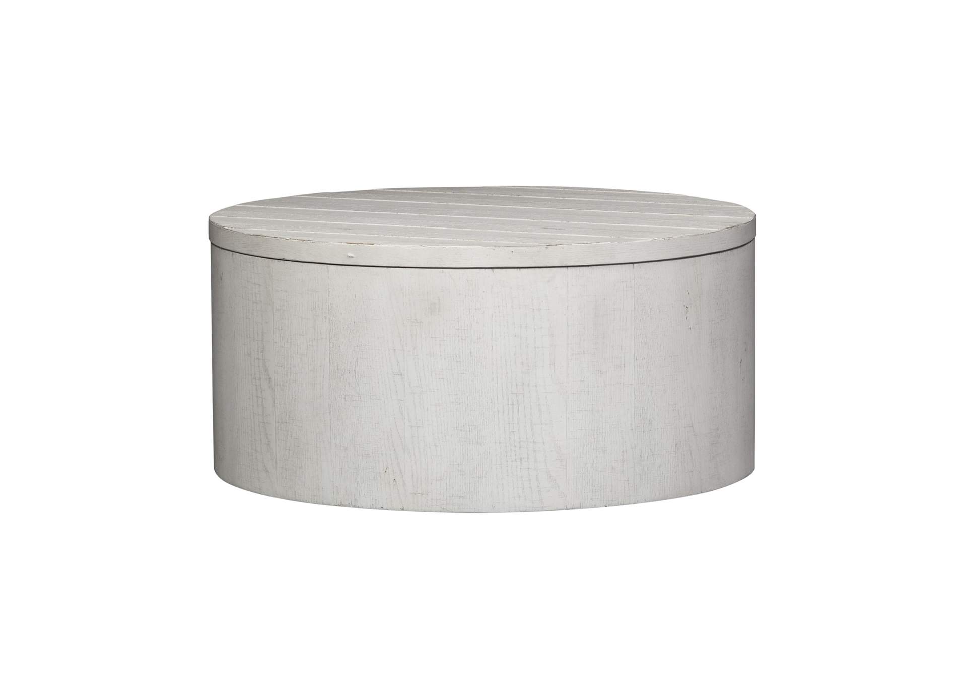 Modern Farmhouse Drum Cocktail Table,Liberty