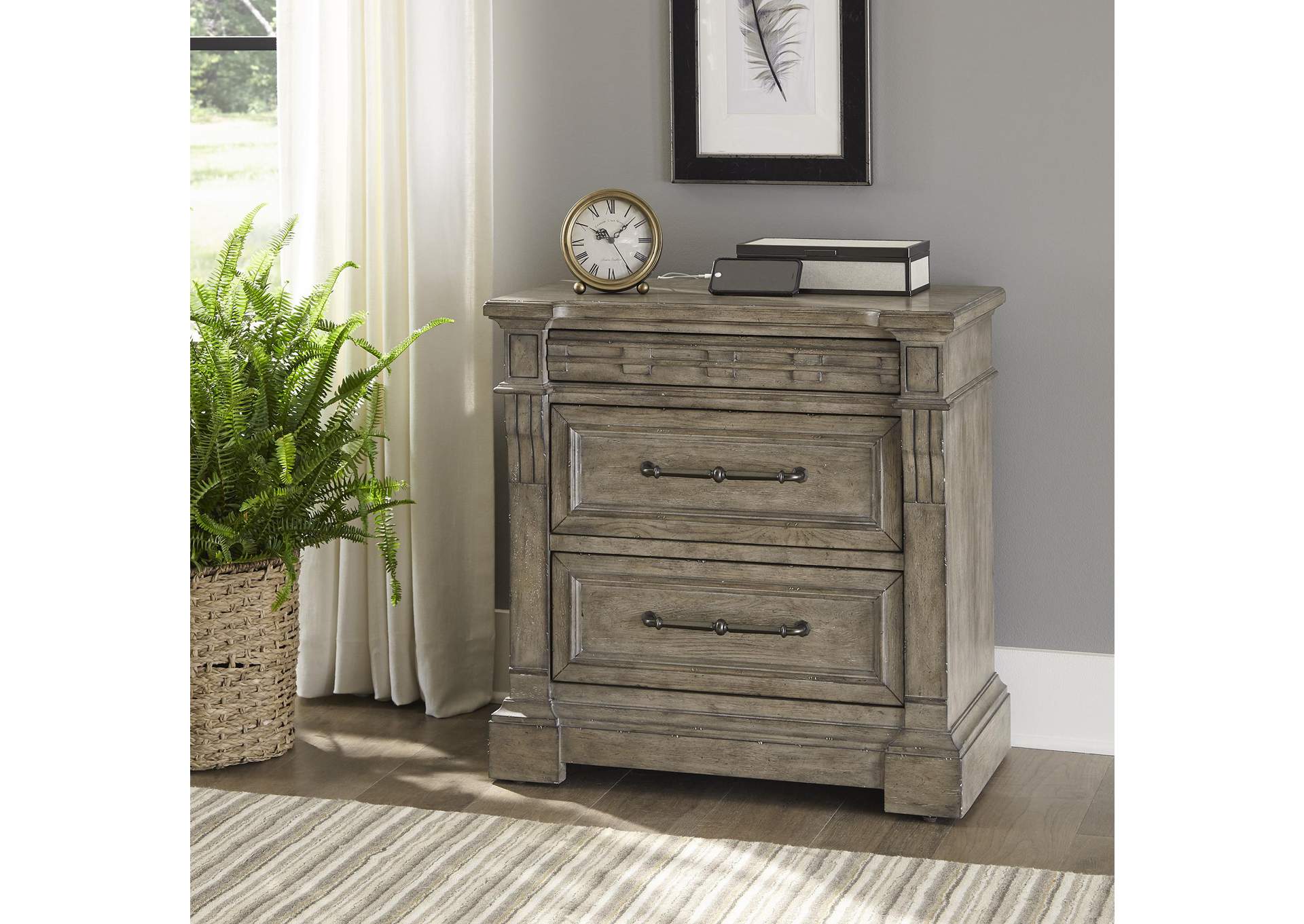 Town & Country 3 Drawer Nightstand with Charging Station,Liberty