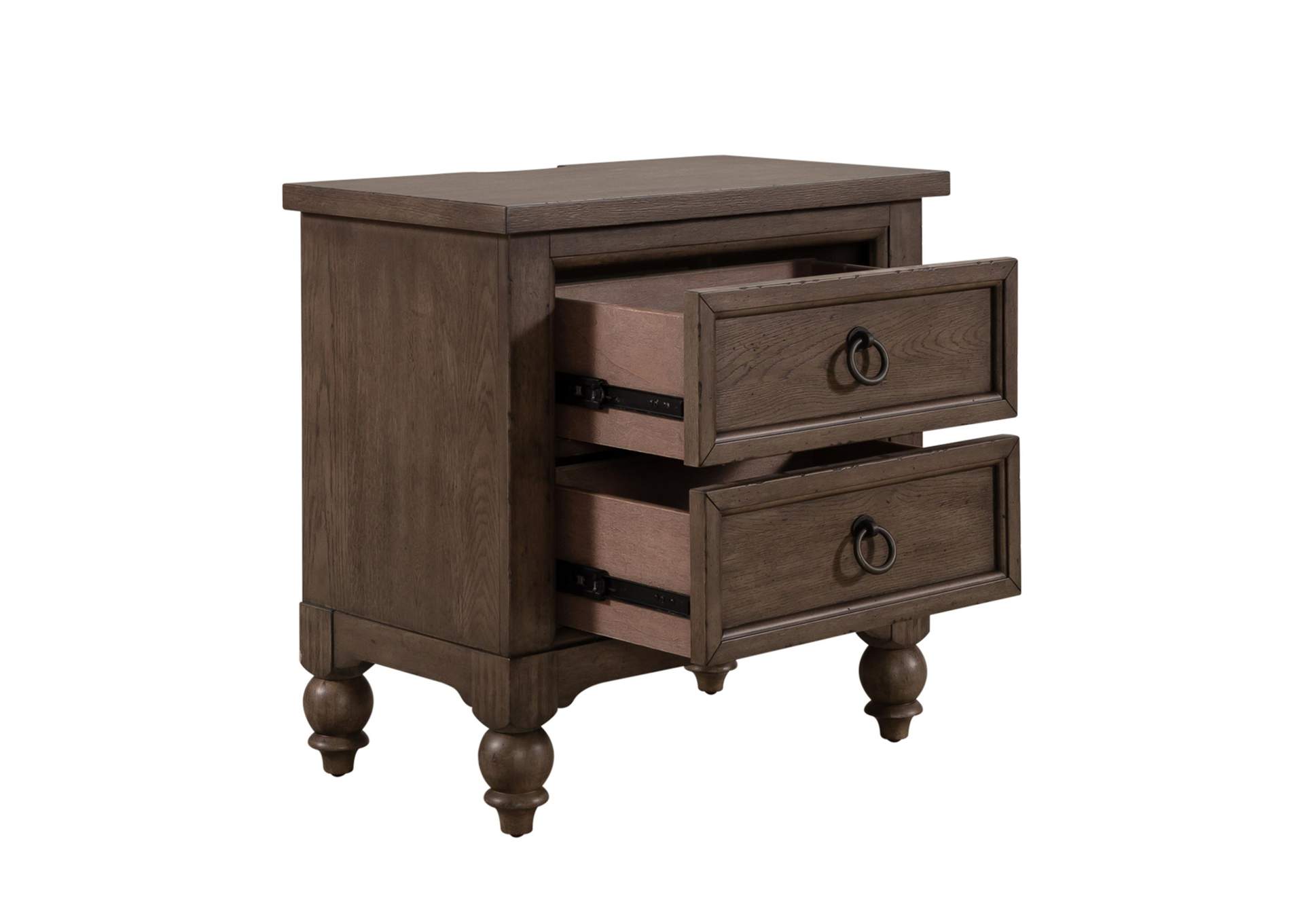 Americana Farmhouse 2 Drawer Nightstand with Charging Station,Liberty