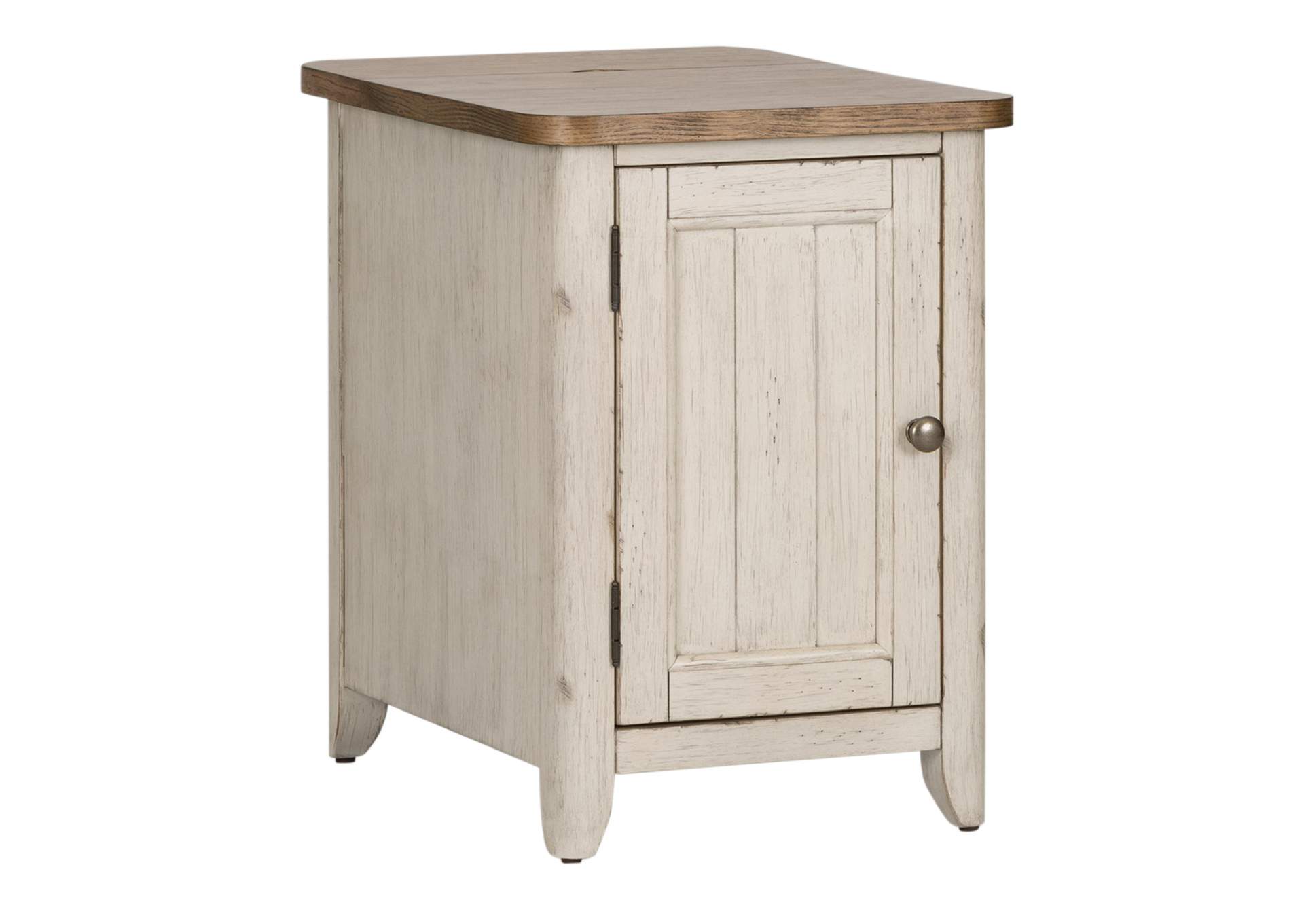 Farmhouse Reimagined Door Chair Side Table with Charging Station,Liberty