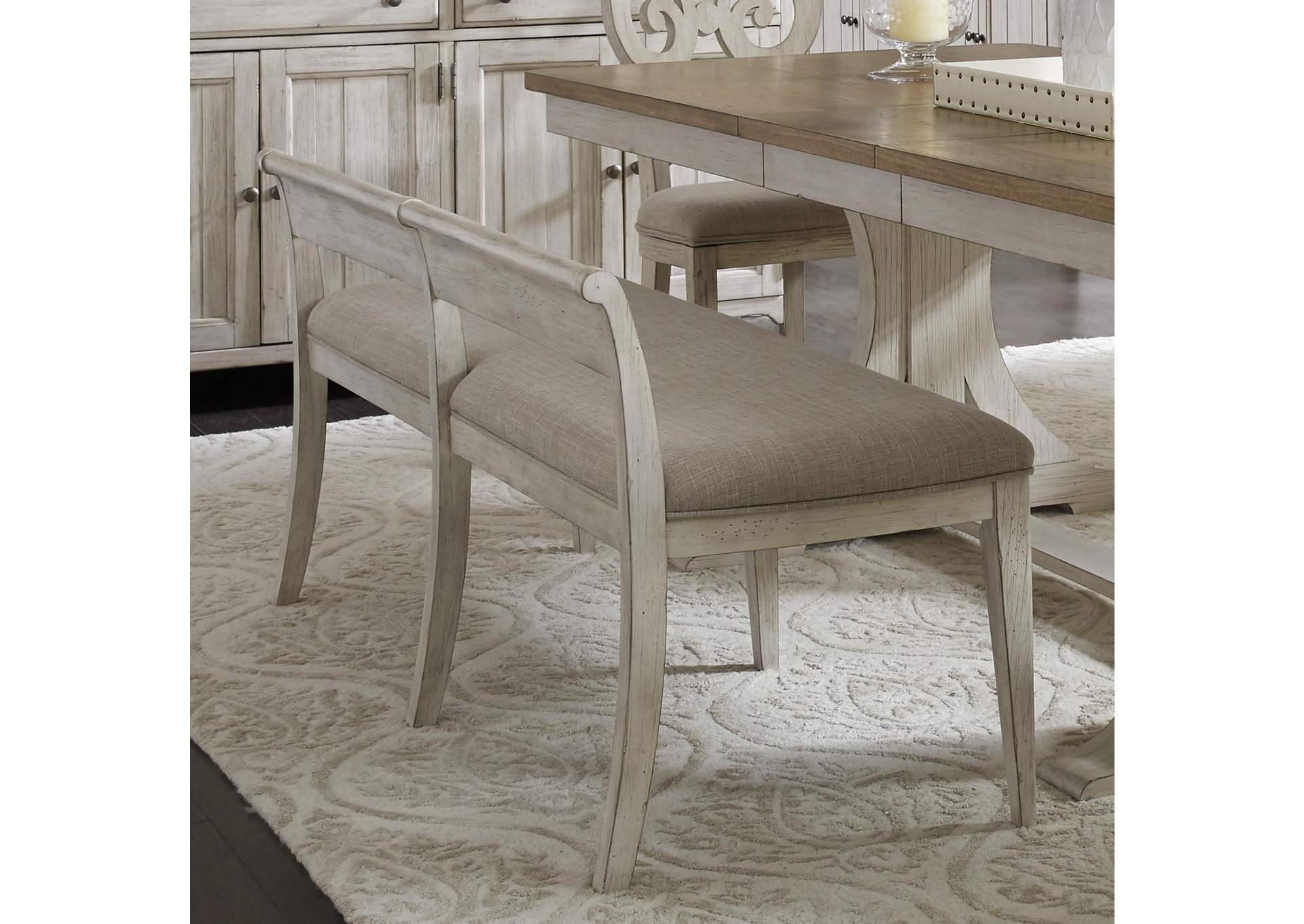 Farmhouse Reimagined Upholstered Dining Bench (RTA),Liberty