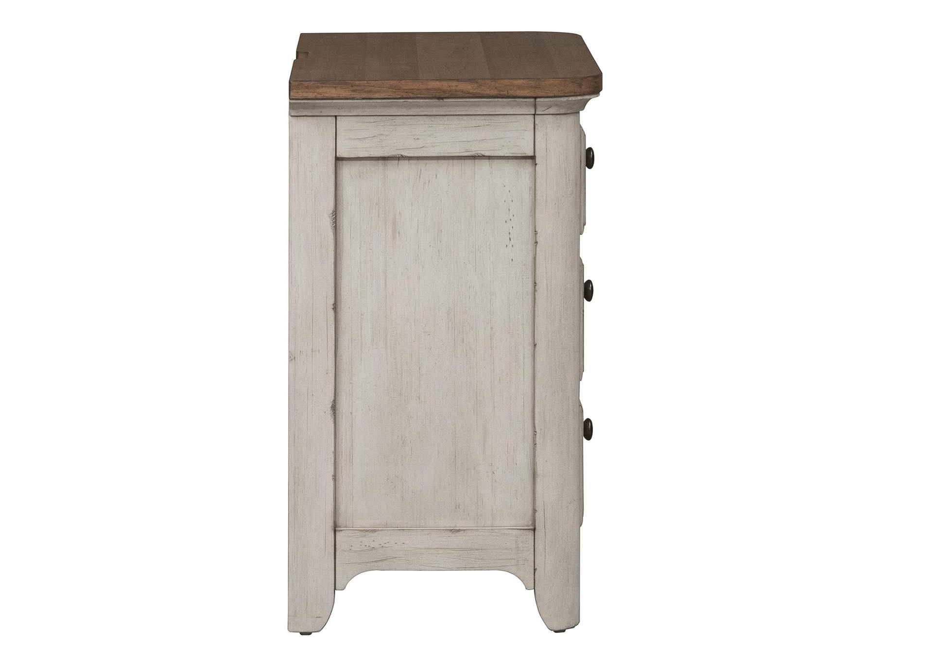 Farmhouse Reimagined 3 Drawer Nightstand with Charging Station,Liberty
