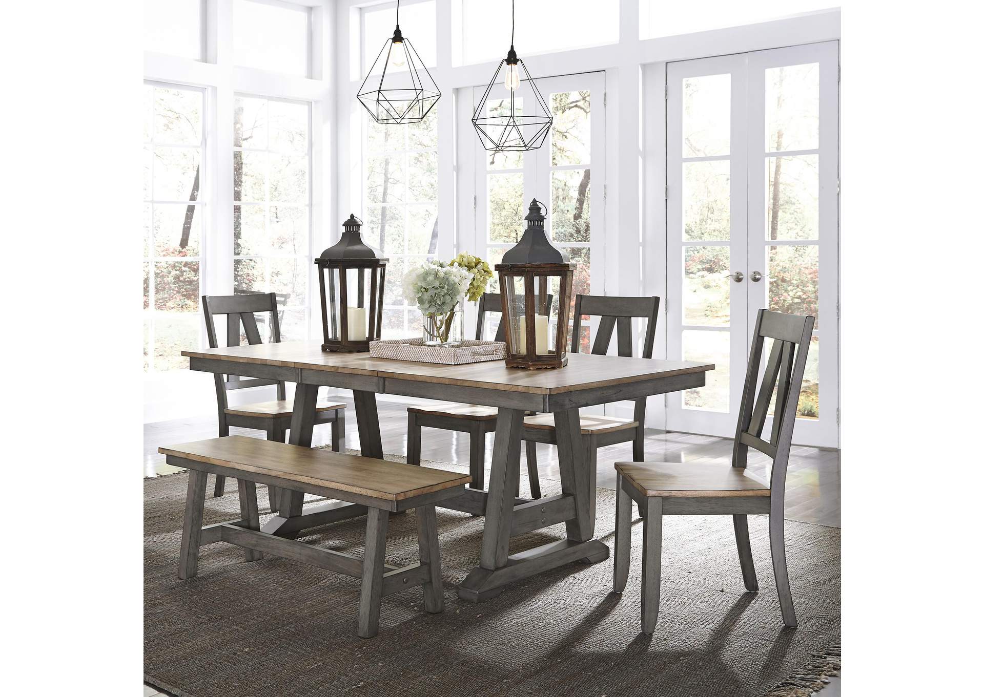 Lindsey Farm 6 Piece Trestle Table Set,Liberty