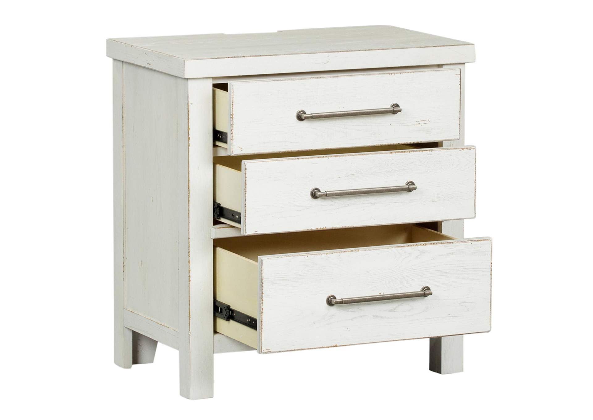 Modern Farmhouse 3 Drawer Nightstand,Liberty