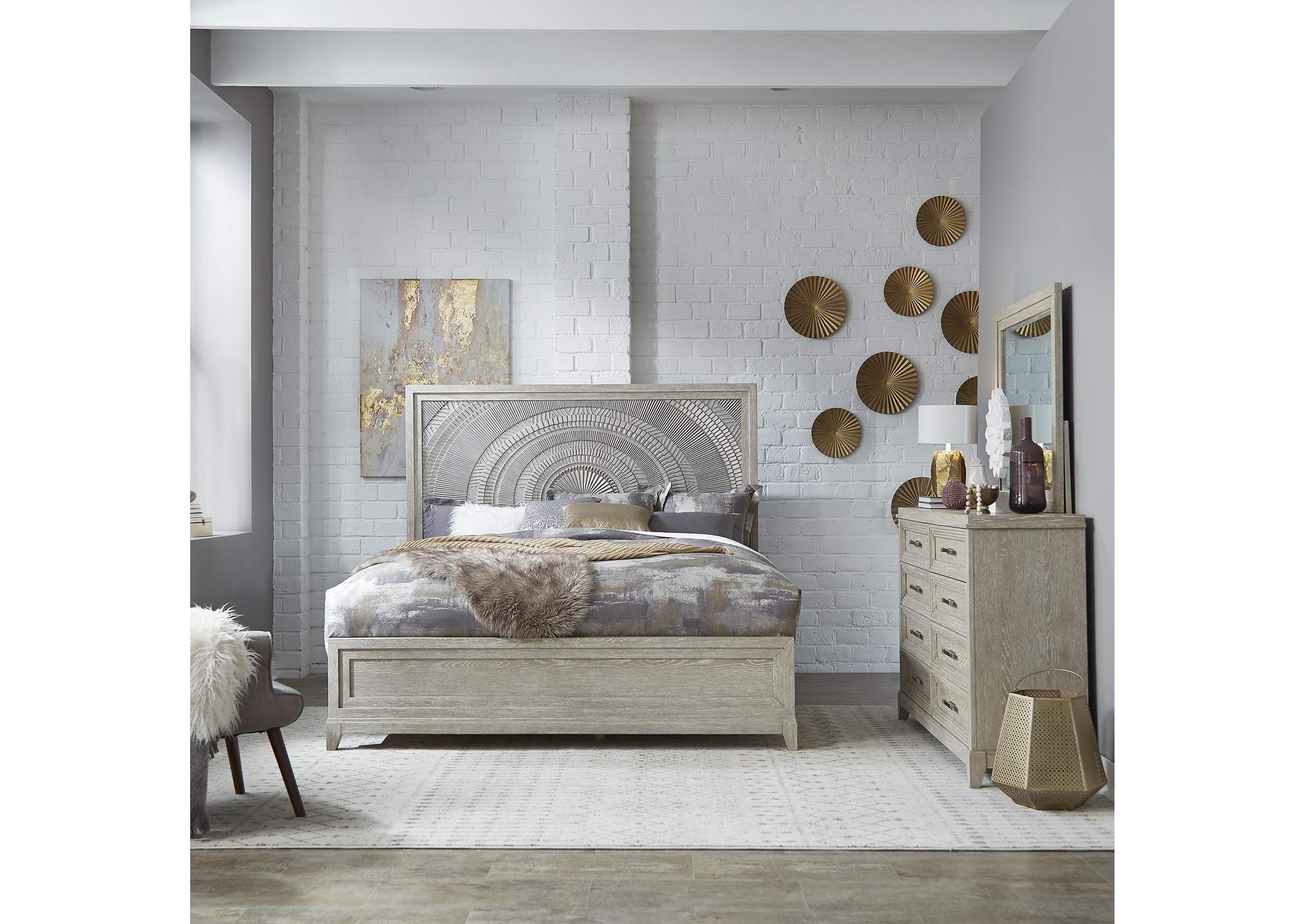 Belmar California King Panel Bed, Dresser & Mirror,Liberty