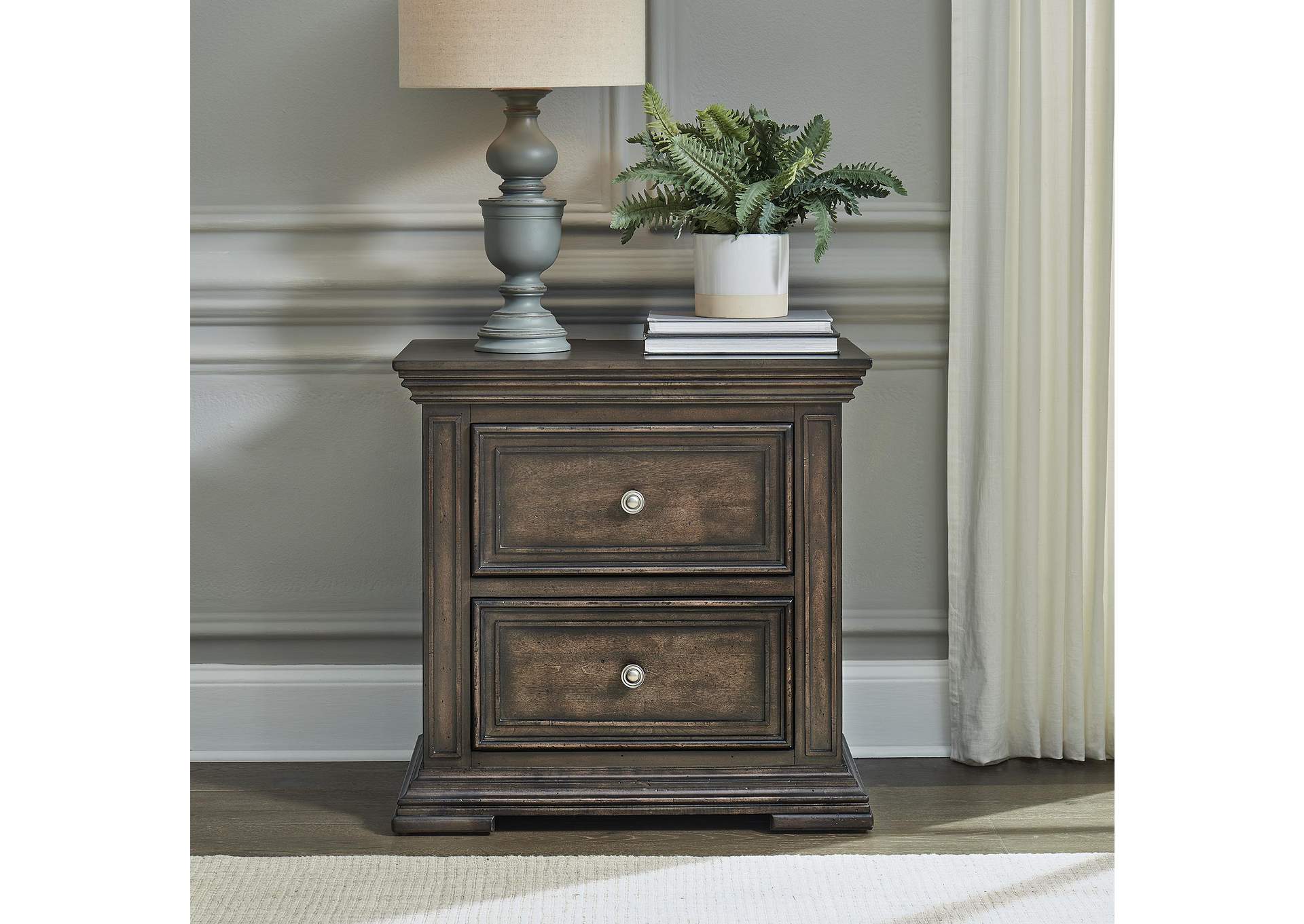 Big Valley 2 Drawer Nightstand with Charging Station,Liberty