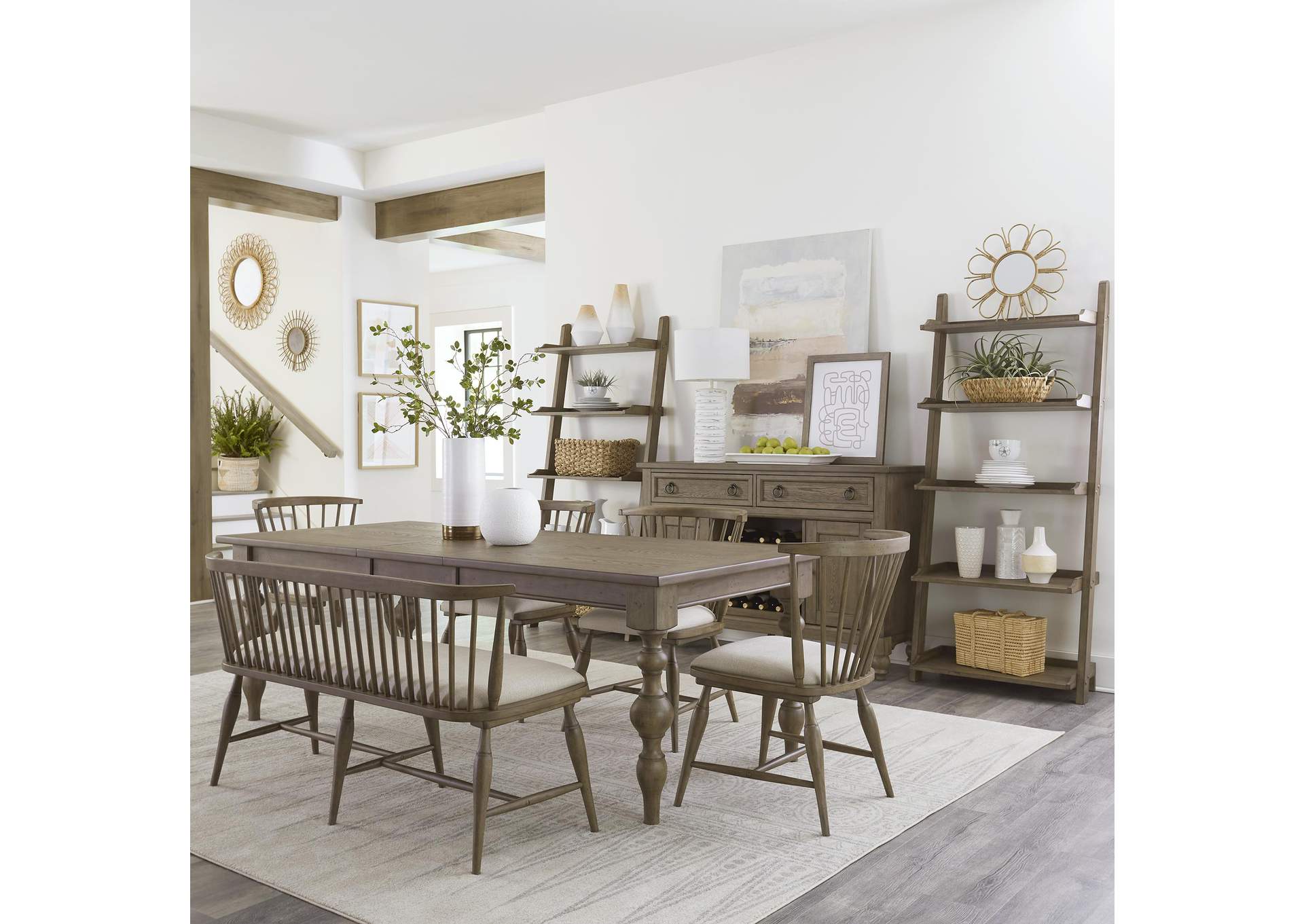 Americana Farmhouse 6 Piece Rectangular Table Set,Liberty